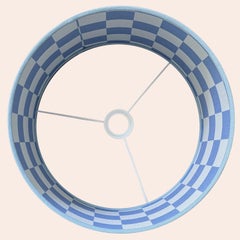 Damson blue checkered drum shade