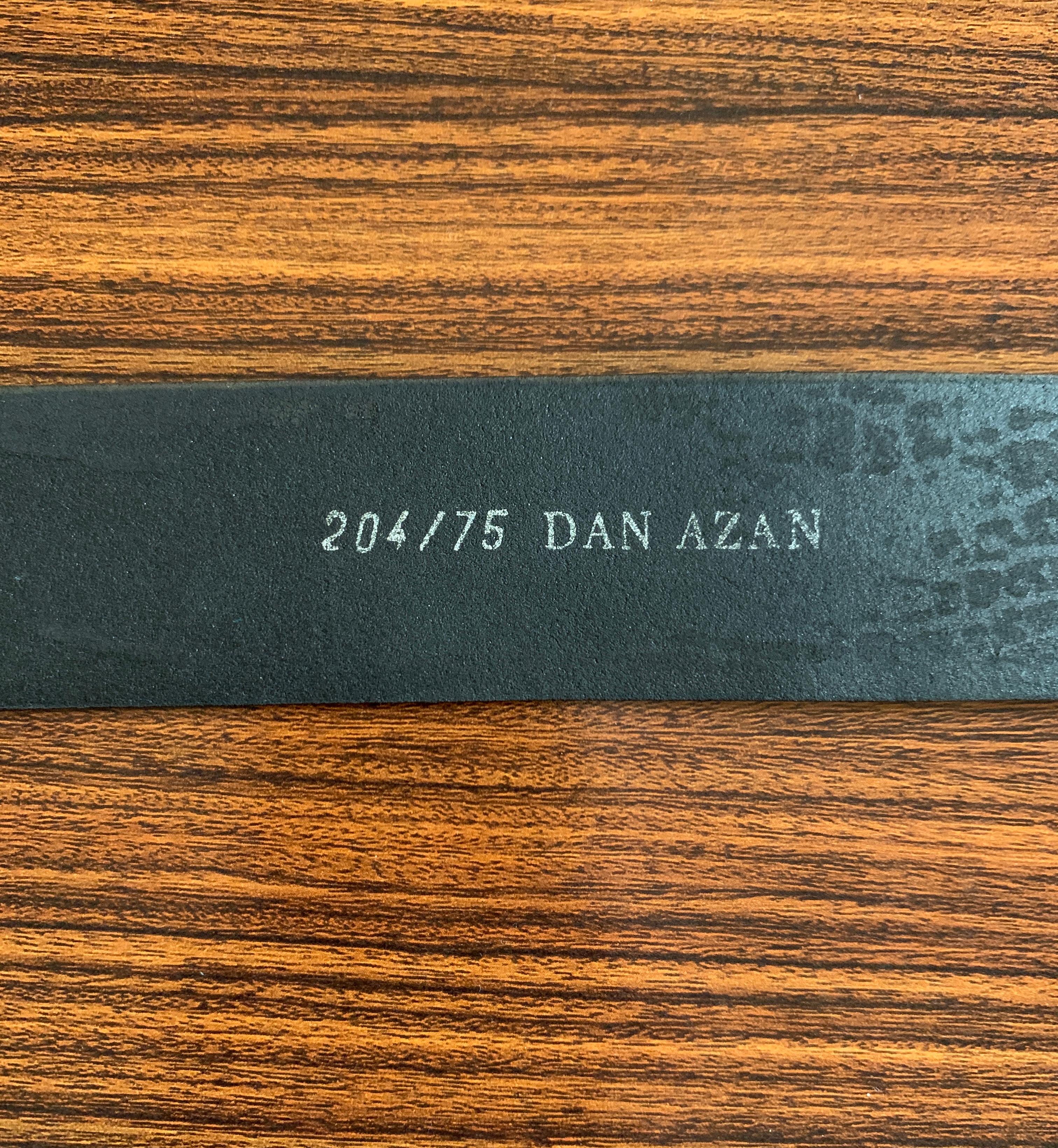 Black Dan Azan 90s Crocodile Embossed Leather Belt with Gold Crocodile Buckle