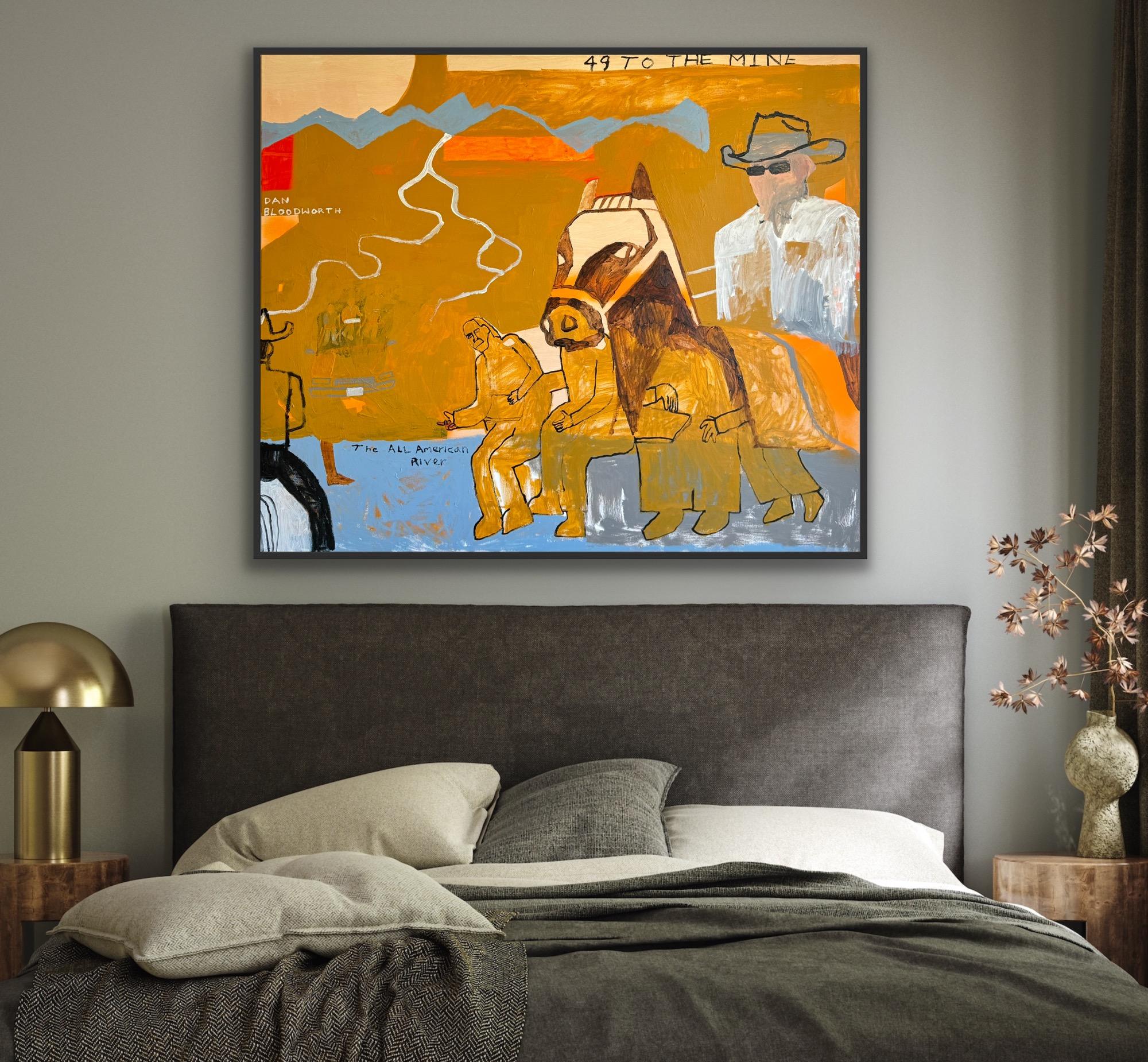 49 Alla miniera, Quadro originale, Cowboy, Paesaggio, Cavalli - Painting di Dan Bloodworth