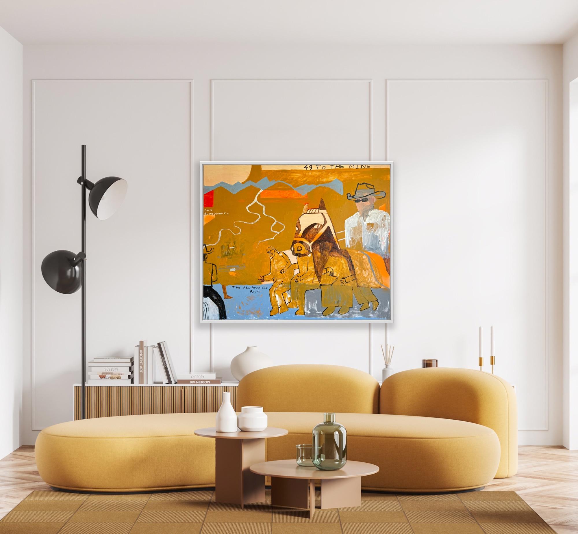 49 Alla miniera, Quadro originale, Cowboy, Paesaggio, Cavalli - Painting Contemporaneo di Dan Bloodworth