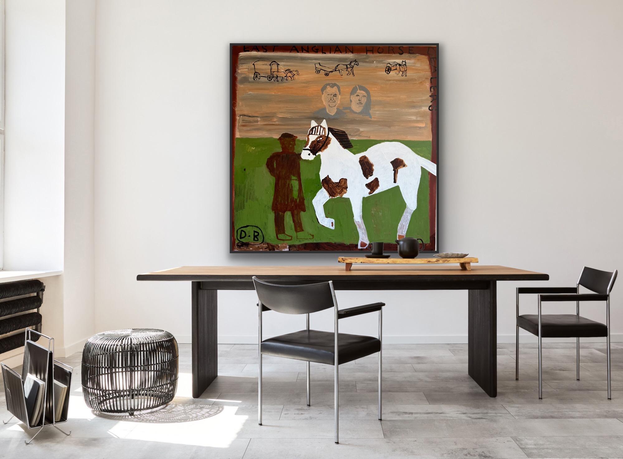 East Anglian Horse Dealers, Originalgemälde, Cowboys, Landschaft, Pferde – Painting von Dan Bloodworth