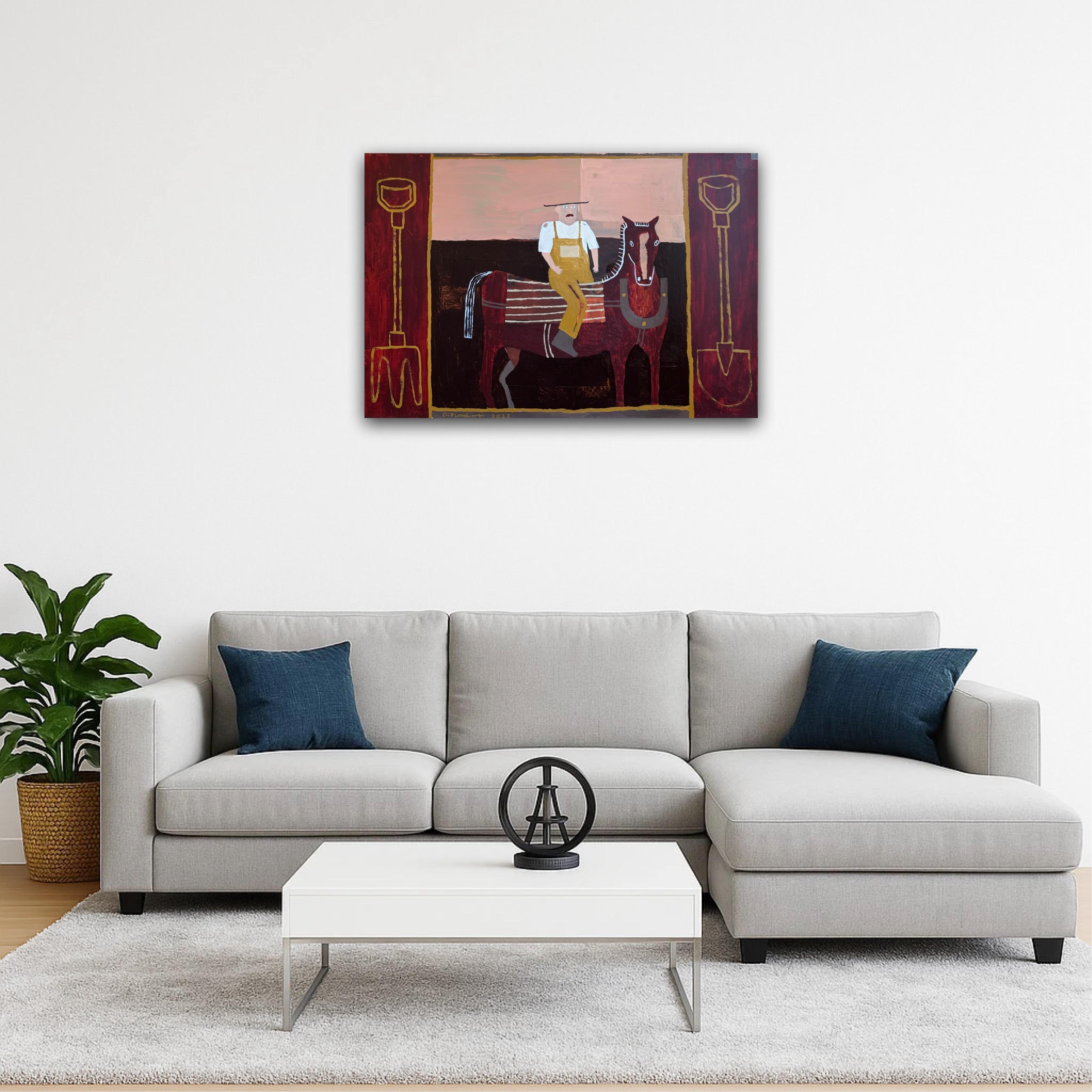 Farm Hand For You, Originalgemälde, Porträt, Landschaft, Pferde – Painting von Dan Bloodworth