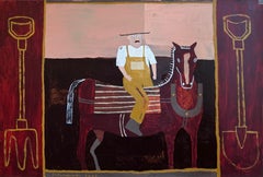 Farm Hand For You, Original painting, portrait, Landscape, Horses