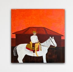 Red Barn, Original painting, portrait, Landscape, Horses