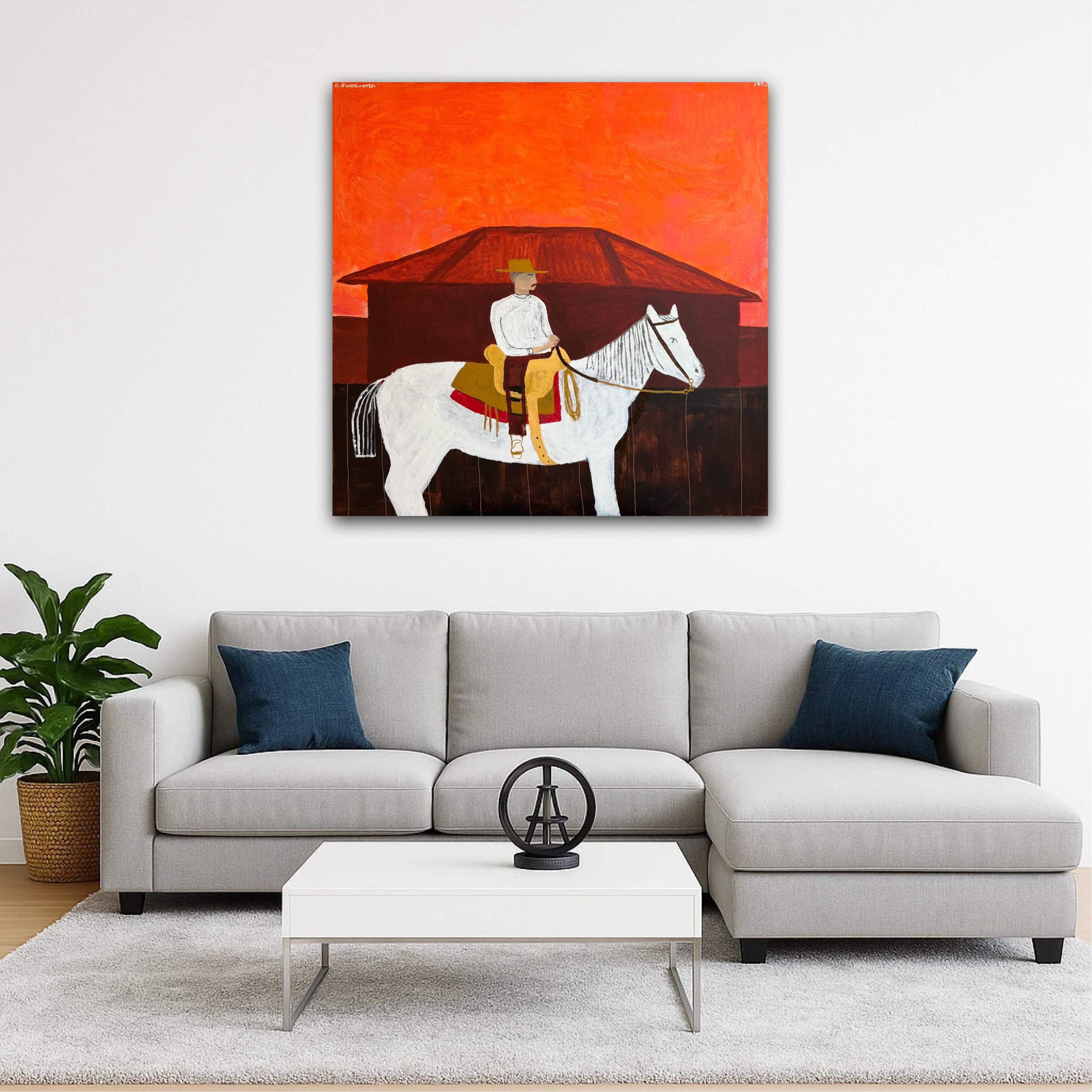 Rote Scheune, Originalgemälde, Porträt, Landschaft, Pferde im Angebot 1