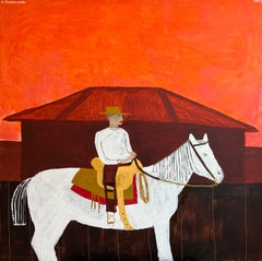 Red Barn, Original painting, portrait, Landscape, Horses