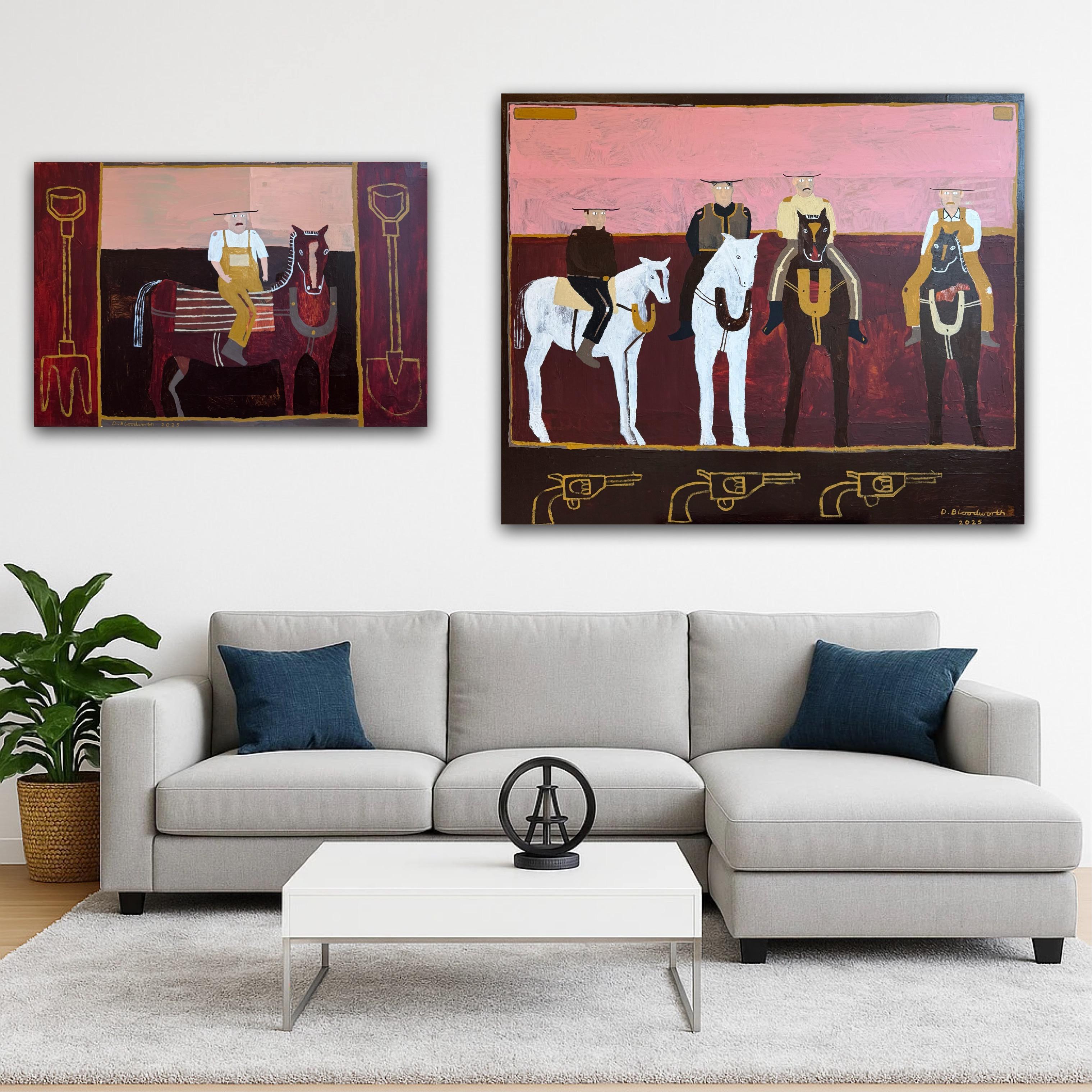 Sharp Shooter For You, peinture originale, portrait, paysage, chevaux - Painting de Dan Bloodworth