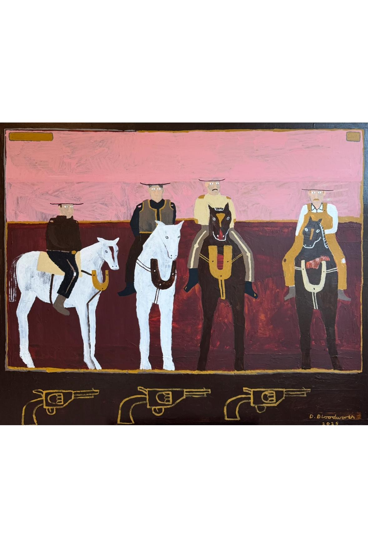 Sharp Shooter For You, peinture originale, portrait, paysage, chevaux - Moderne Painting par Dan Bloodworth
