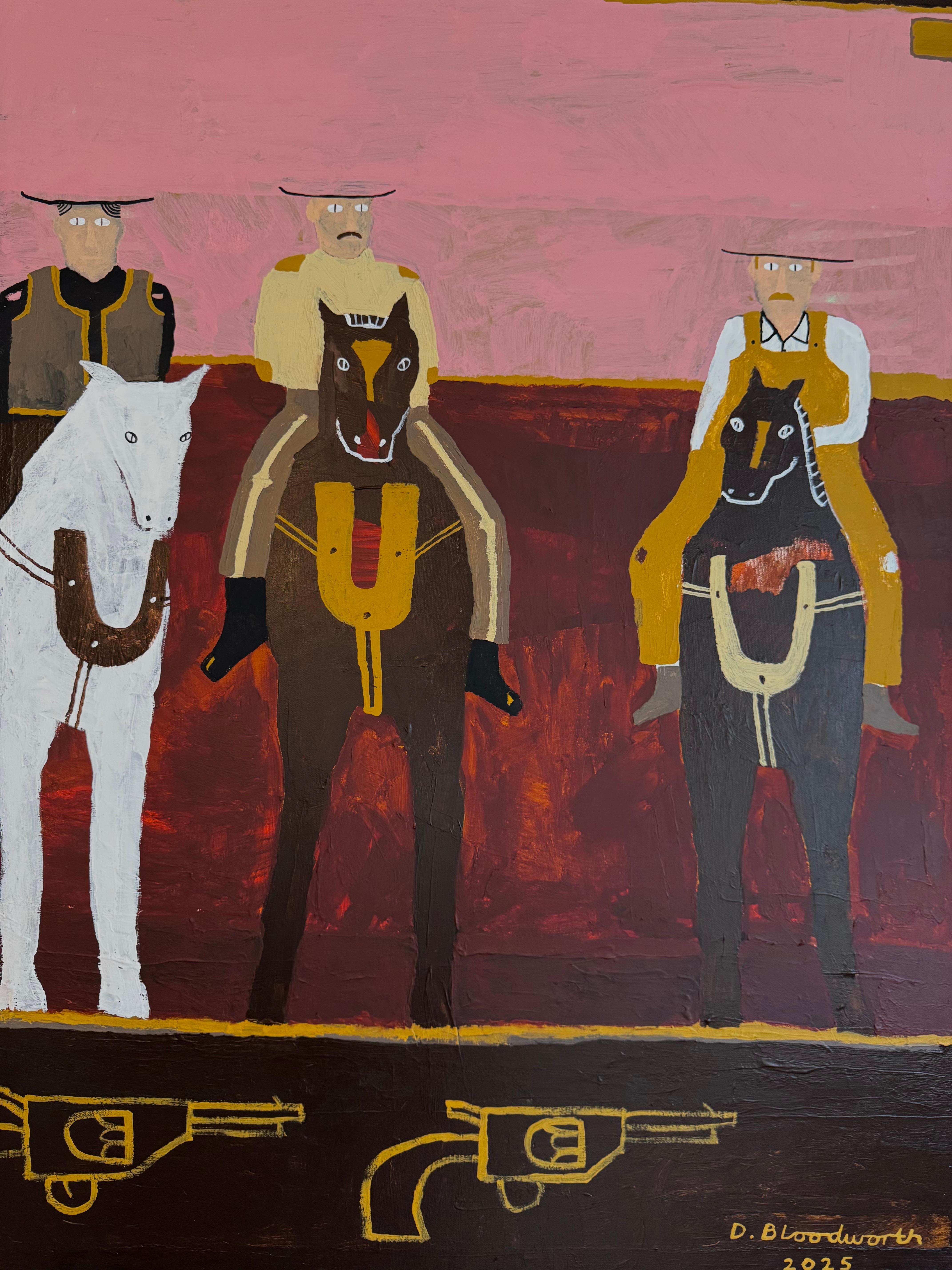 Sharp Shooter For You, peinture originale, portrait, paysage, chevaux - Noir Animal Painting par Dan Bloodworth