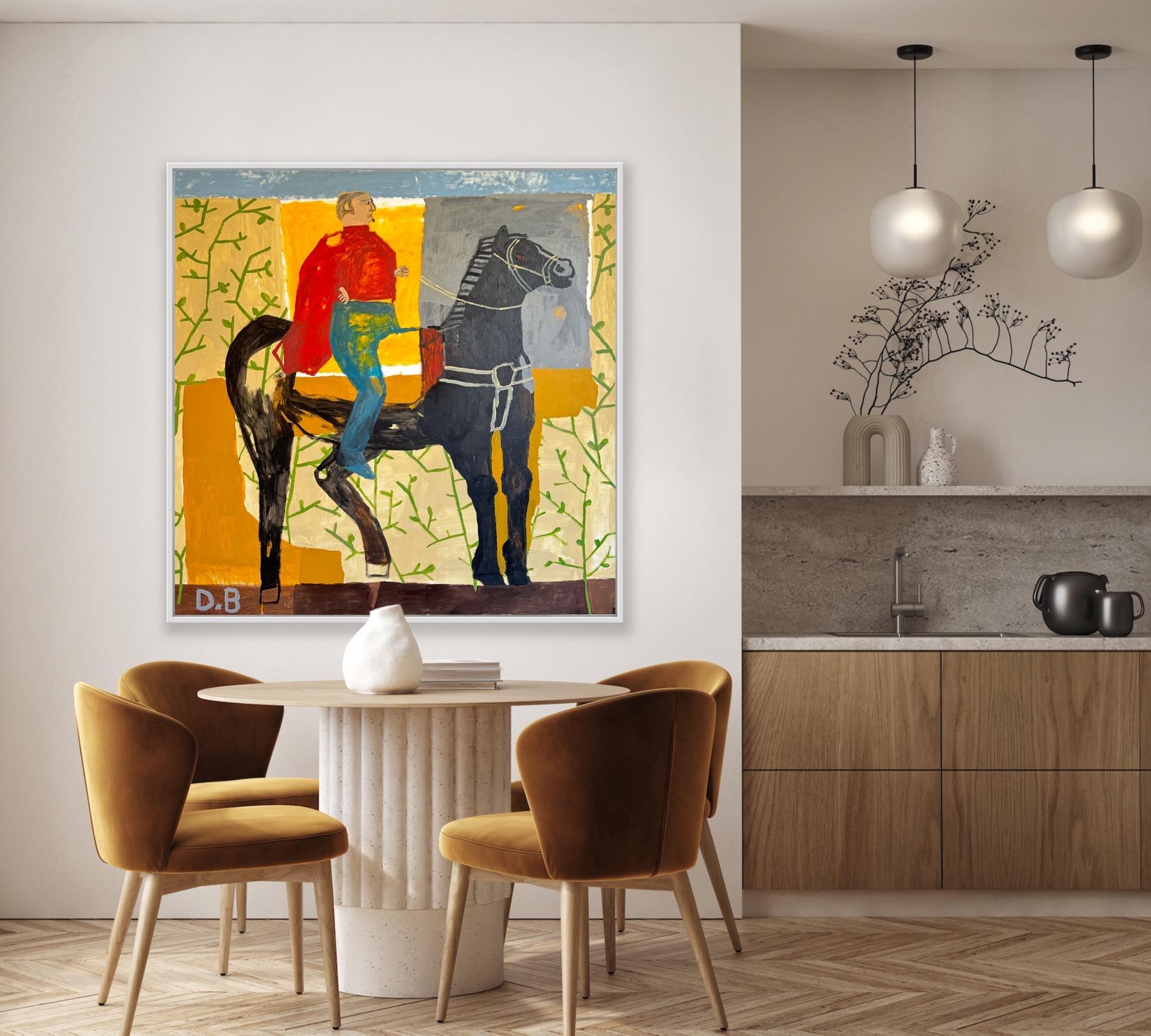 Certainsones Stuntman, peinture originale, cowboys, paysage, chevaux - Moderne Painting par Dan Bloodworth