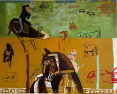 Veranos del Sur, Pintura original, Vaqueros, Paisaje, Caballos