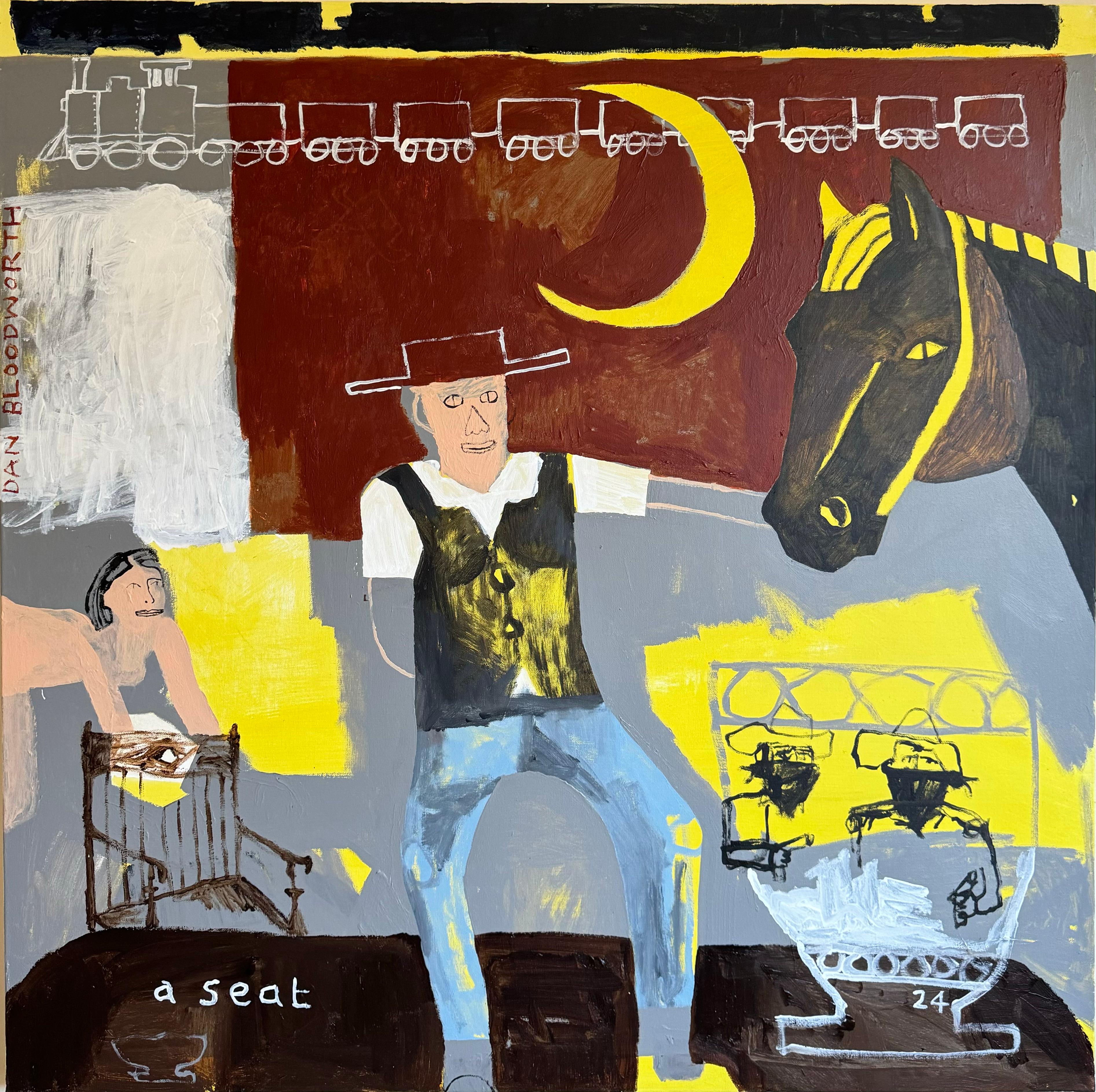 Take It, But Take It Easy, Originalgemälde, Cowboys, Landschaft, Pferde