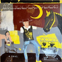 Prendilo, ma prendilo con calma, Quadro originale, Cowboy, Paesaggio, Cavalli