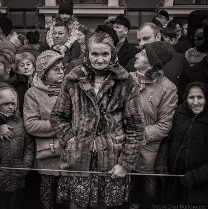 Dan Burkholder Portrait Photograph - "Parade Watchers, Romania" Romanian Series, A/P