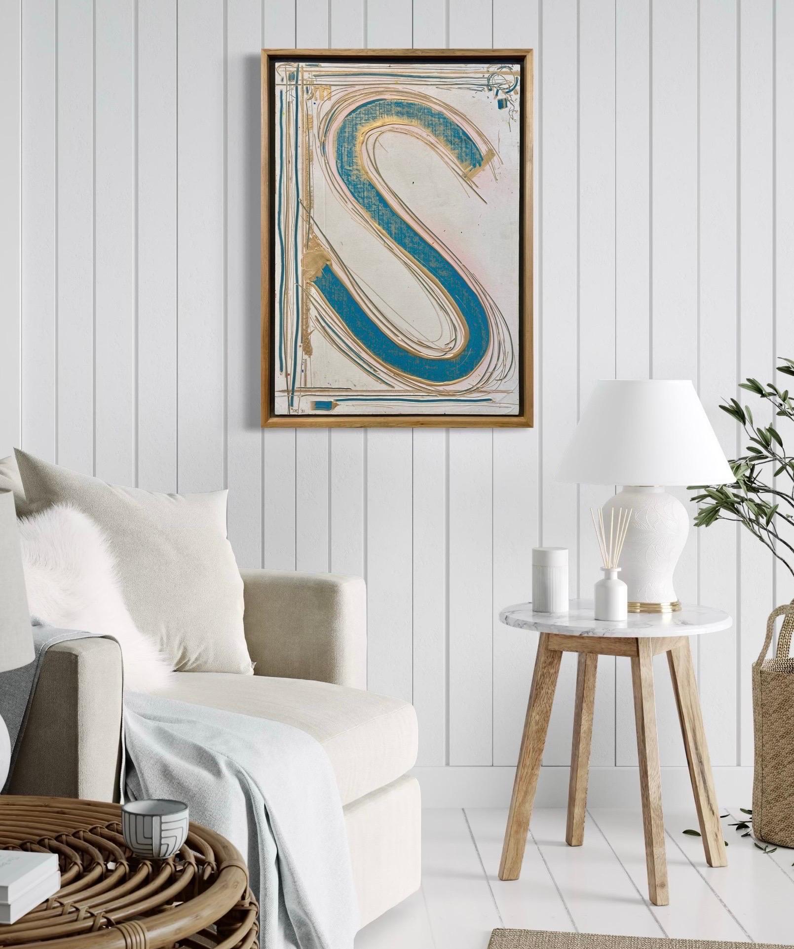 The Letter “S”, 1991 Scrape Painting, Hamptons Artists & Writers Softball Game en venta 8