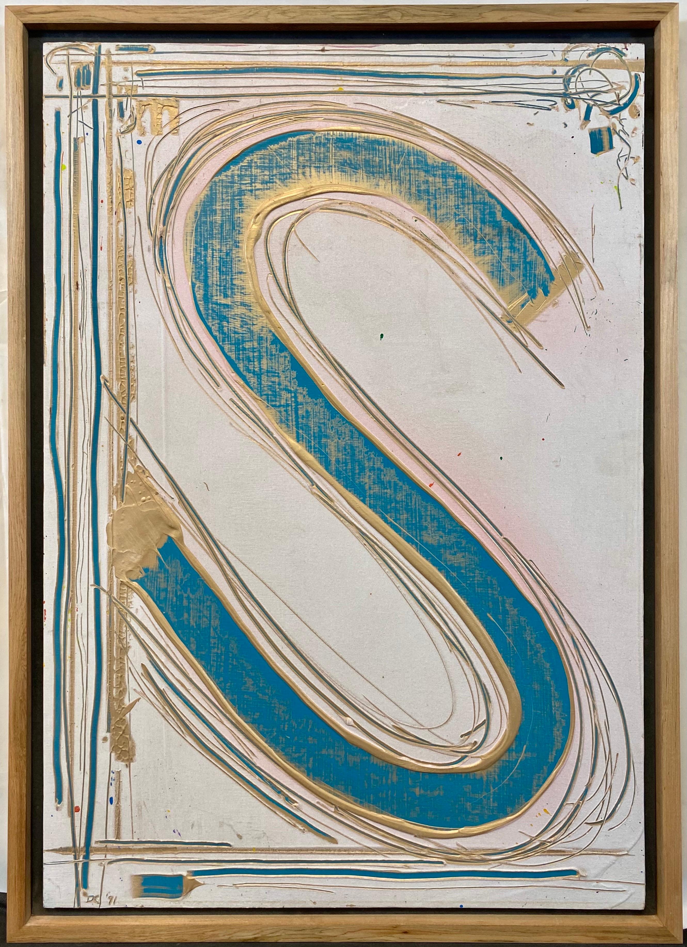 Abstract Painting de Dan Christensen - The Letter “S”, 1991 Scrape Painting, Hamptons Artists 
Writers Softball Game