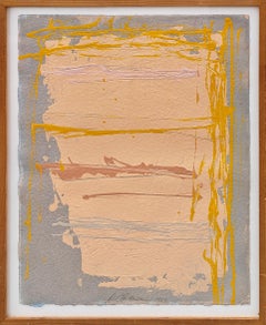 "Untitled" Dan Christensen, Abstract Painting, Drips, Pink, Yellow, Grey