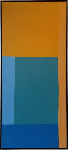 "Untitled" Dan Christensen, Geometric Plaid Series, Orange and Blue Abstract