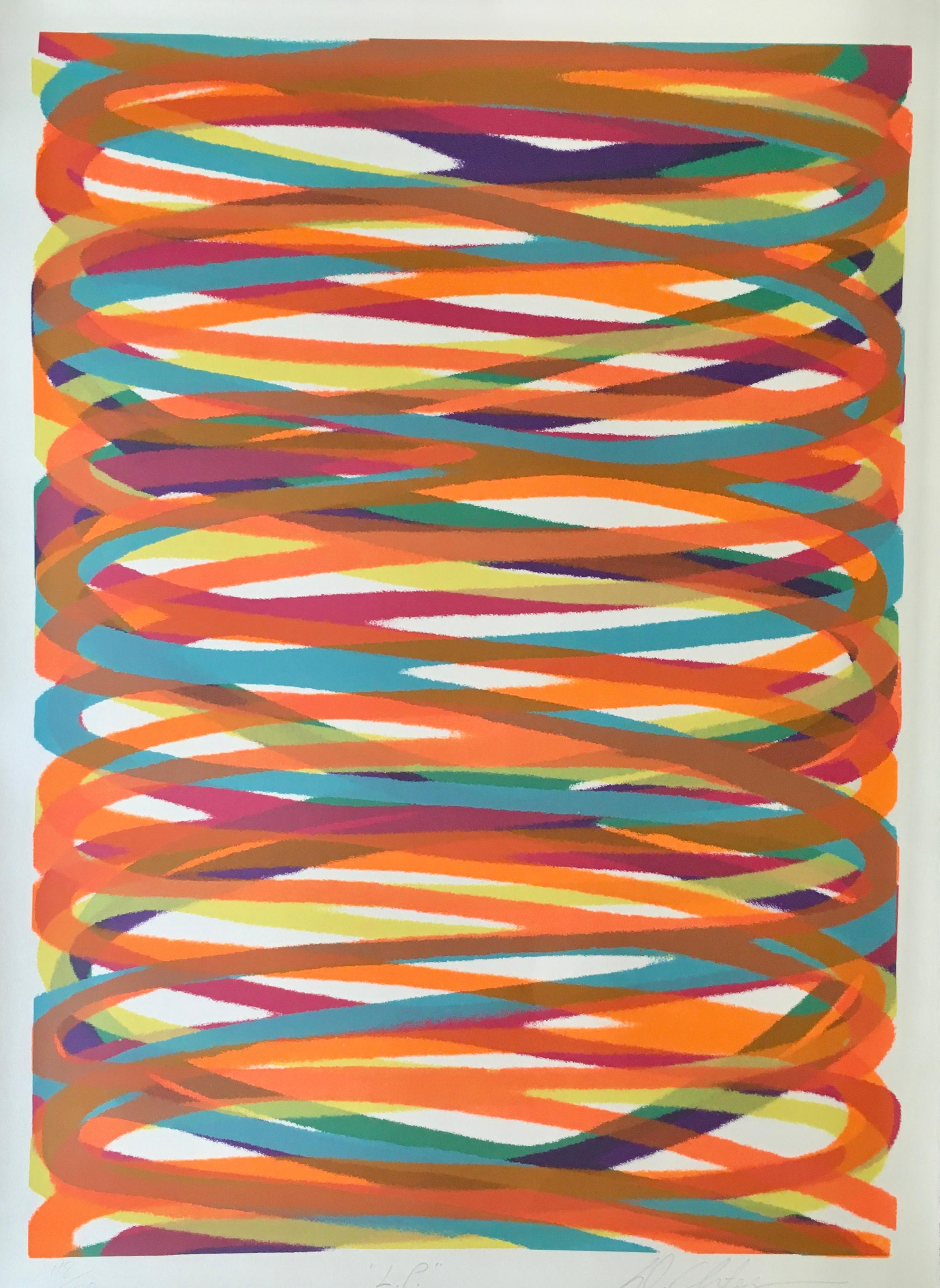 Dan Christensen (American, 1942-2007)
"L.P." (Larry Poons), 1978
Color silkscreen
Signed, titled and numbered  53/170 (lower margin), stamped "1978 Lester Dembitzer: (verso)
Sheet 30 x 22 inches. Unframed. 
Deaccessioned from the Boca Raton Museum
