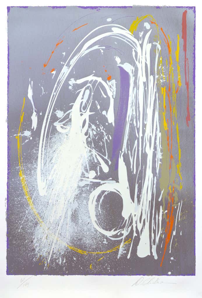 "Untitled" by Dan Christensen (Silver, Abstract, Metallic, Expressionist, Print)