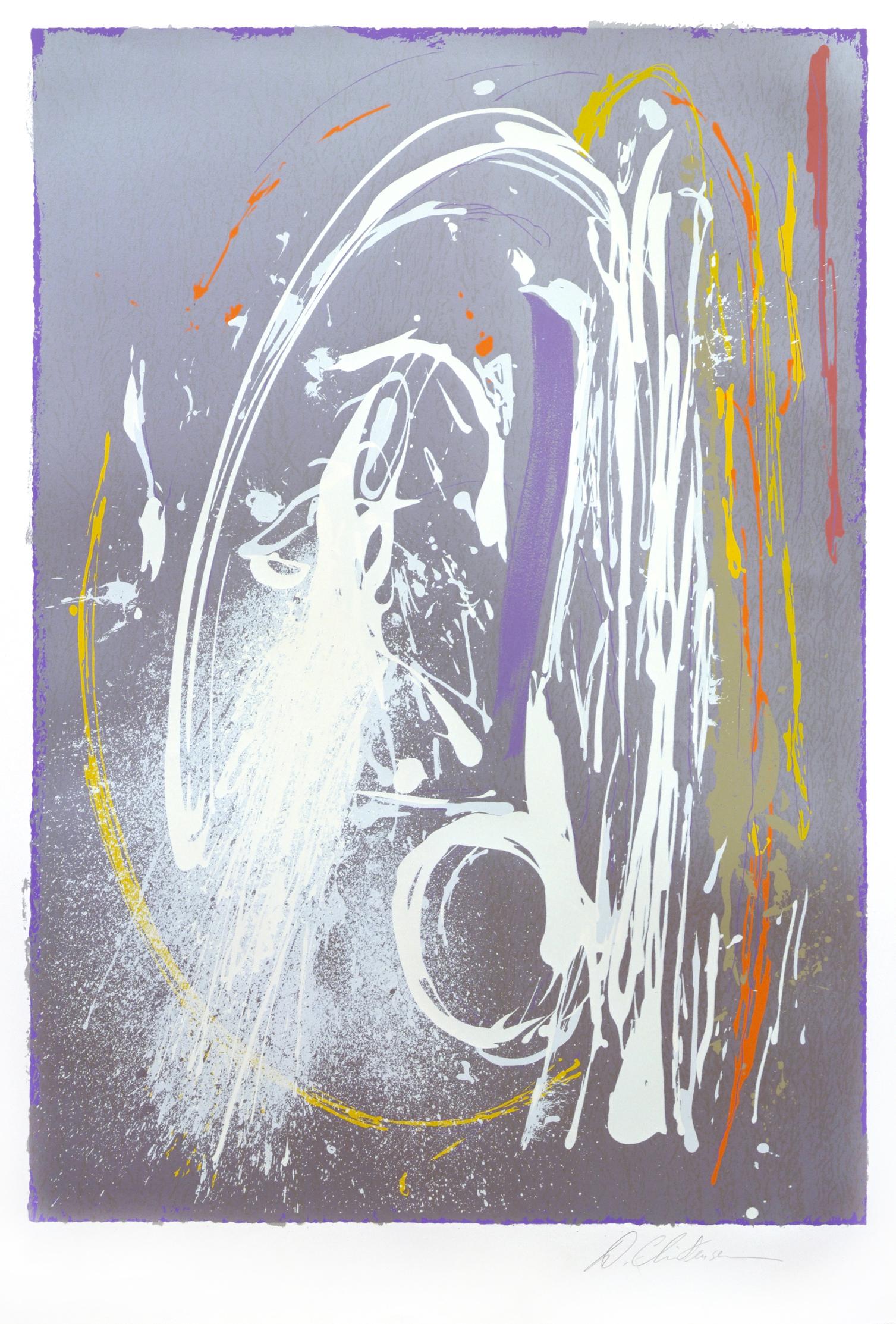 Sin título de Dan Christensen (abstracto plateado y morado) en venta 2