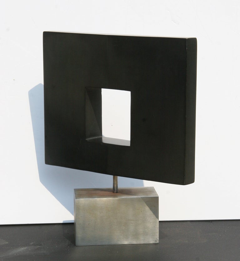 Dan Content Rotating Abstract Square, Stone Table Top Sculpture For