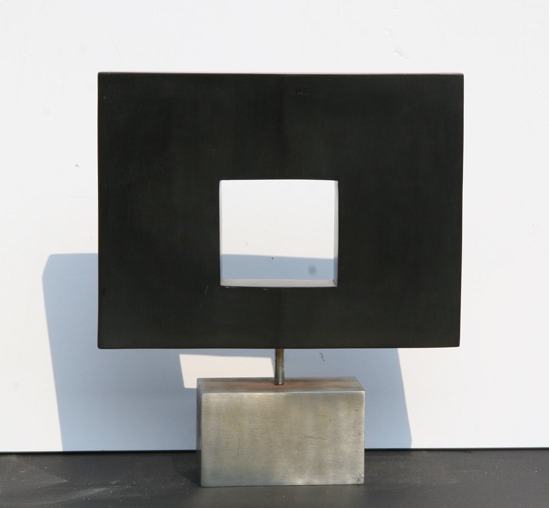 Rotating Abstract Square, Stone Table Top Sculpture