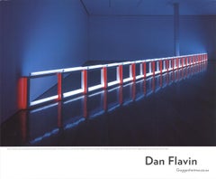 Barrier artificiel bleu, rouge et bleu fluorescent (à Flavin Starbuck Judd)