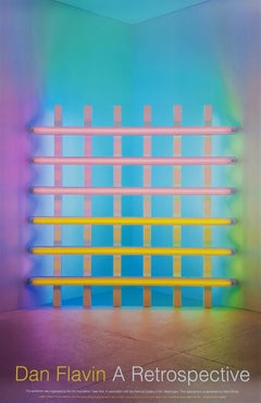 Dan Flavin: A Retrospective Poster /// Contemporary Abstract Light Sculpture Art
