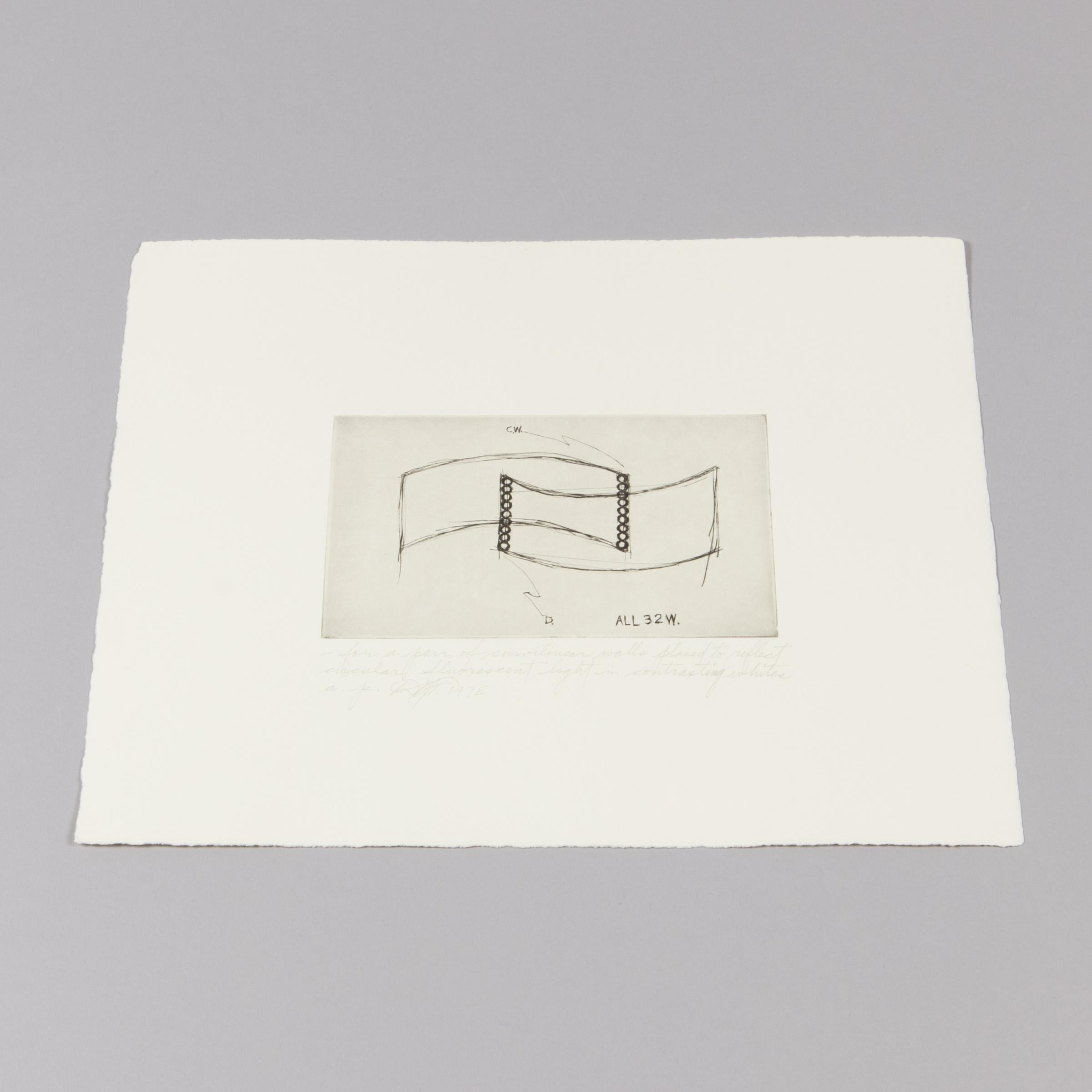 Dan Flavin, For a pair of curvilinear walls - Signed Etching, Minimalism For Sale 2