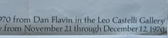Poster invitation to Barnett Newman from Dan Flavin in the Leo Castelli Gallery
