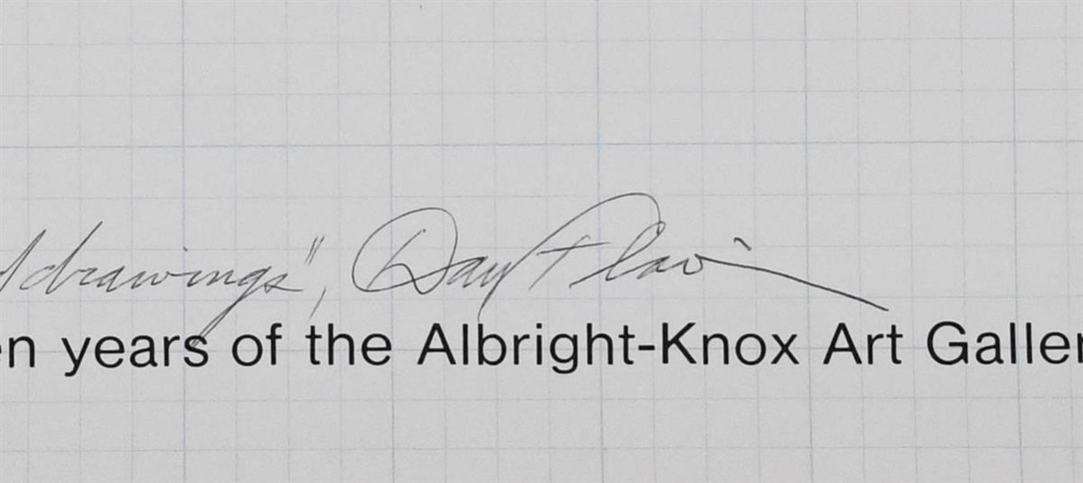 Rare affiche du musée Albright Knox signée à la main et inscrite au célèbre conservateur - Print de Dan Flavin