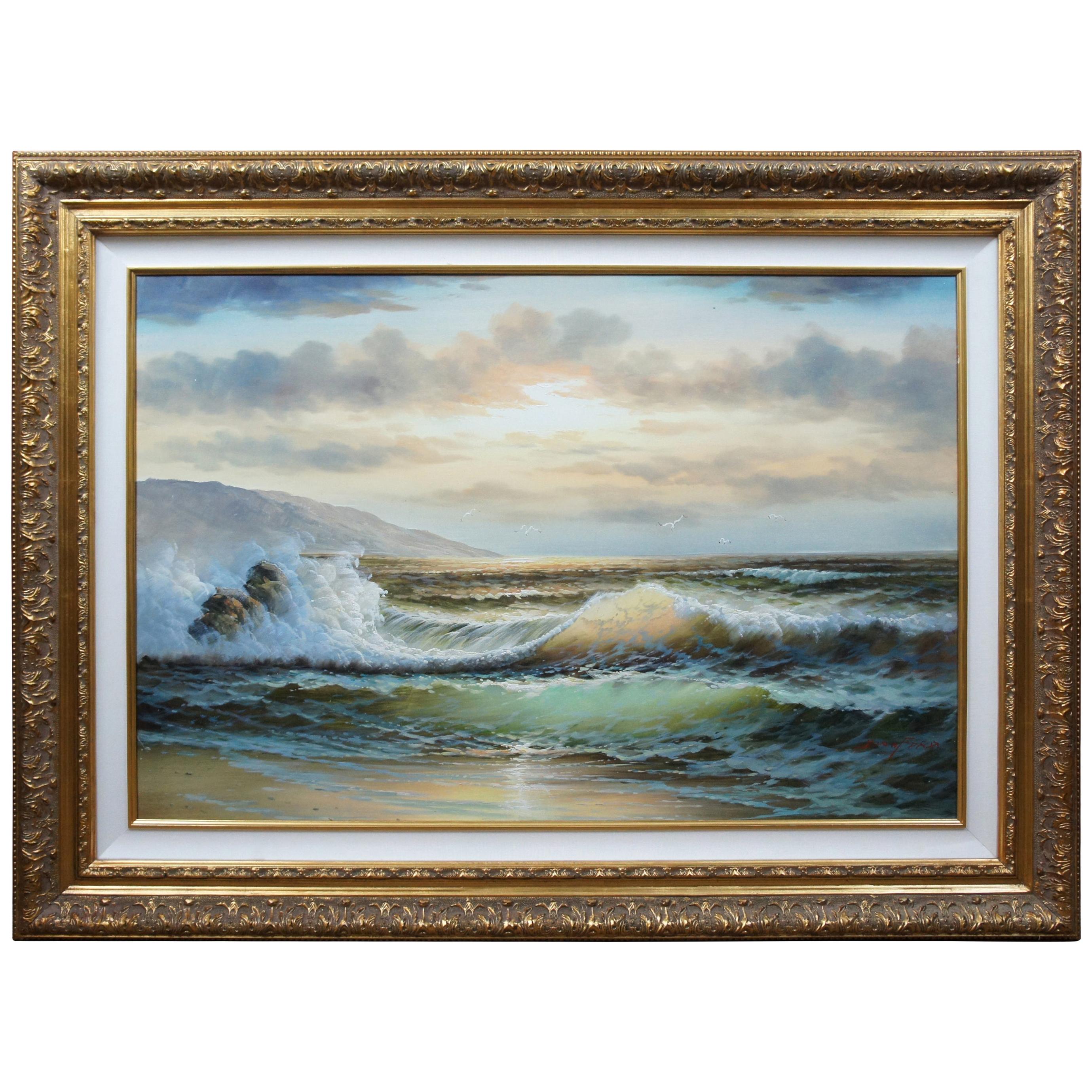 Dan Ford Ocean Waves Seascape Painting Realism Canvas Framed