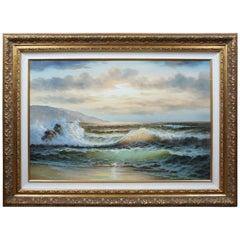 Dan Ford Ocean Waves Seascape Painting Realism Canvas Framed