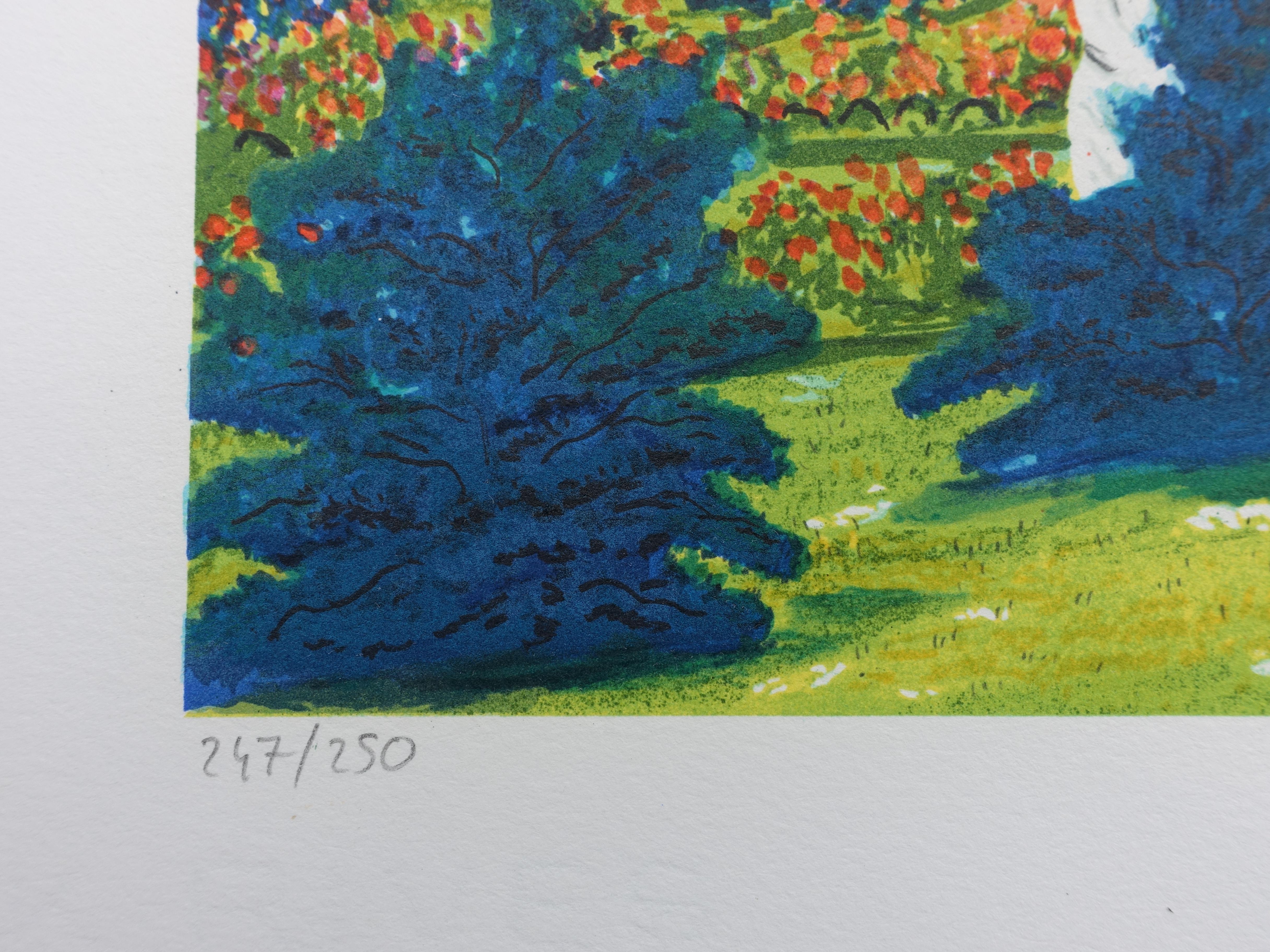 Dan GANDRE (1936-)
FRENCH CASTLE : Azay Le Rideau, 1982

Original Lithograph
Handsigned in pencil
Numbered / 250  (the number you can see can be different)
On Vellum 56 x 76 cm (c. 22 x 30 in)

Excellent condition