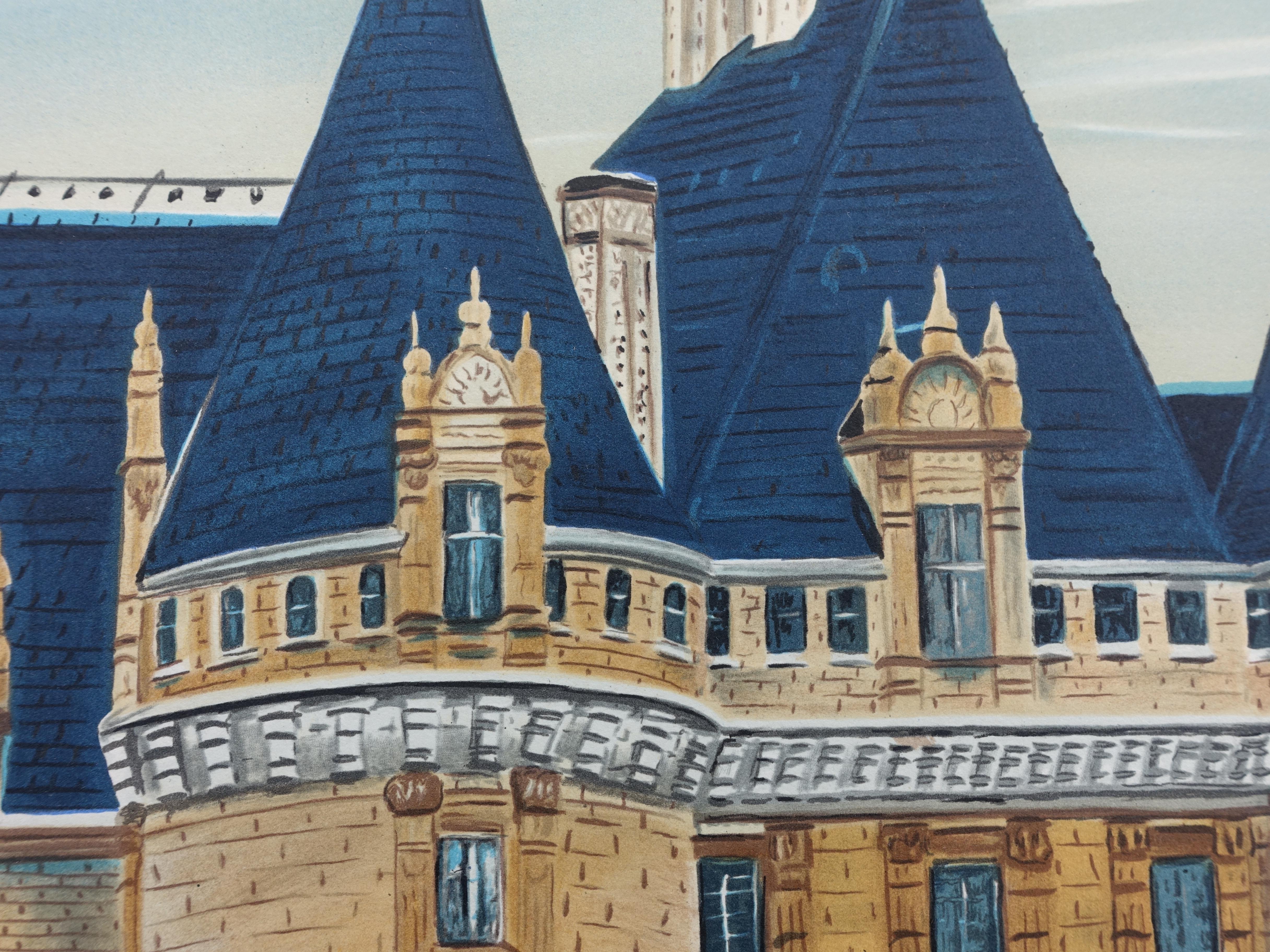 FRENCH CASTLE : Azay Le Rideau - Original Lithograph, HANDSIGNED & Ltd /250 For Sale 3