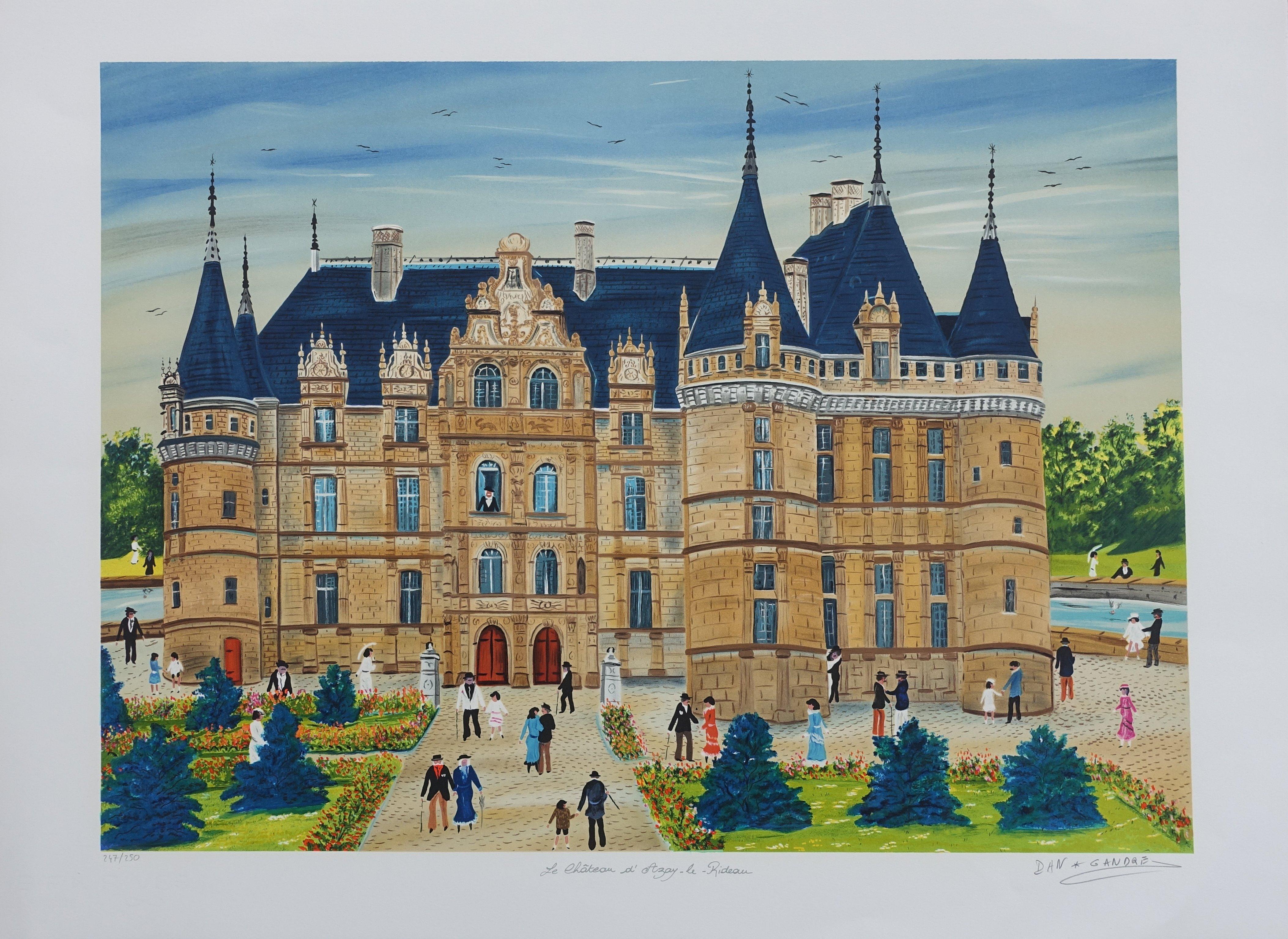 FRENCH CASTLE : Azay Le Rideau - Original Lithograph, HANDSIGNED & Ltd /250
