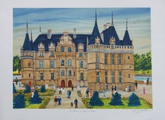 FRENCH CASTLE : Azay Le Rideau - Original Lithograph, HANDSIGNED & Ltd /250