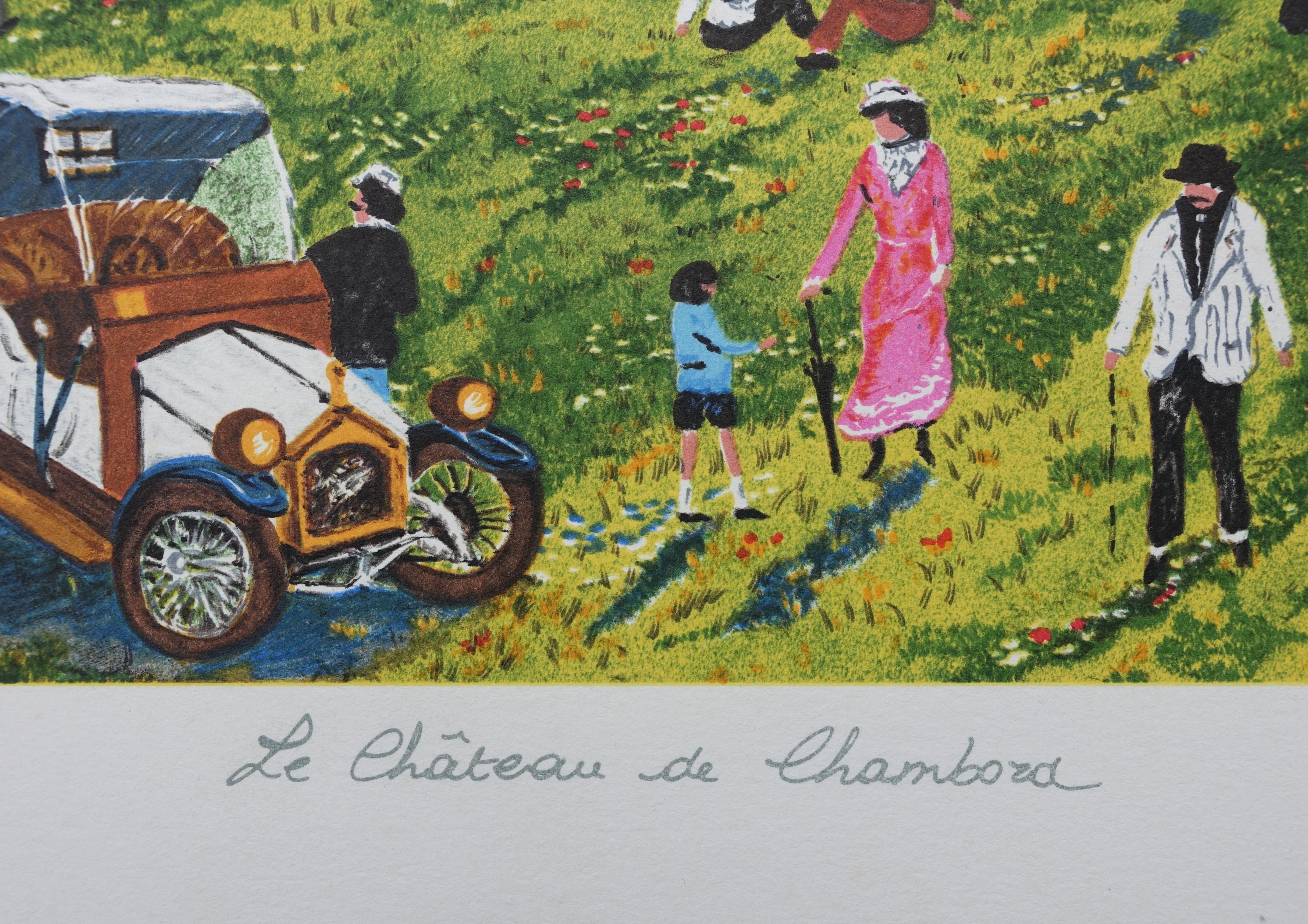 FRENCH CASTLE : Chambord Castle - Original Lithograph, HANDSIGNED & Ltd /250 - Modern Print by Dan GANDRE
