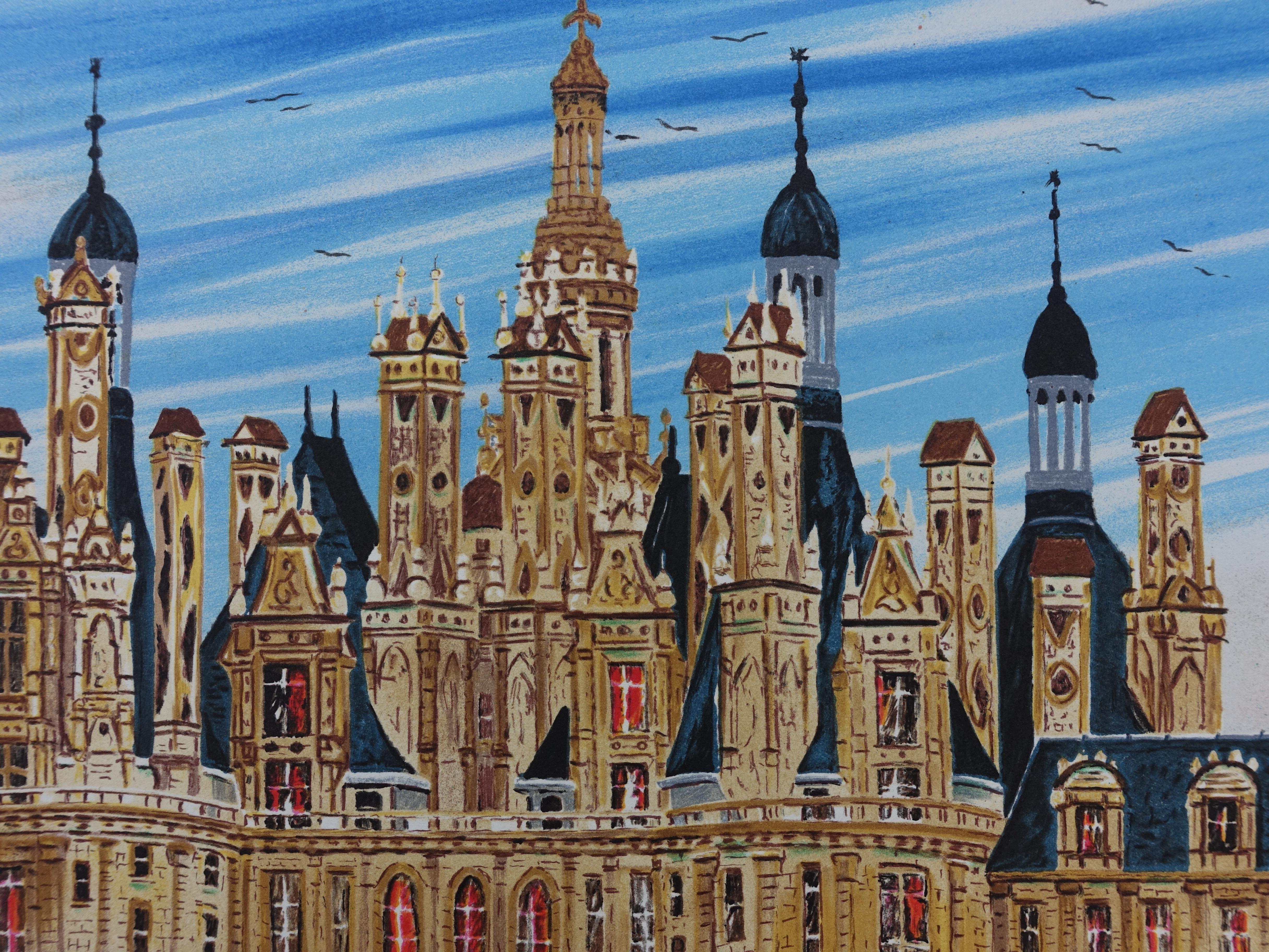 FRENCH CASTLE : Chambord Castle - Original Lithograph, HANDSIGNED & Ltd /250 For Sale 4