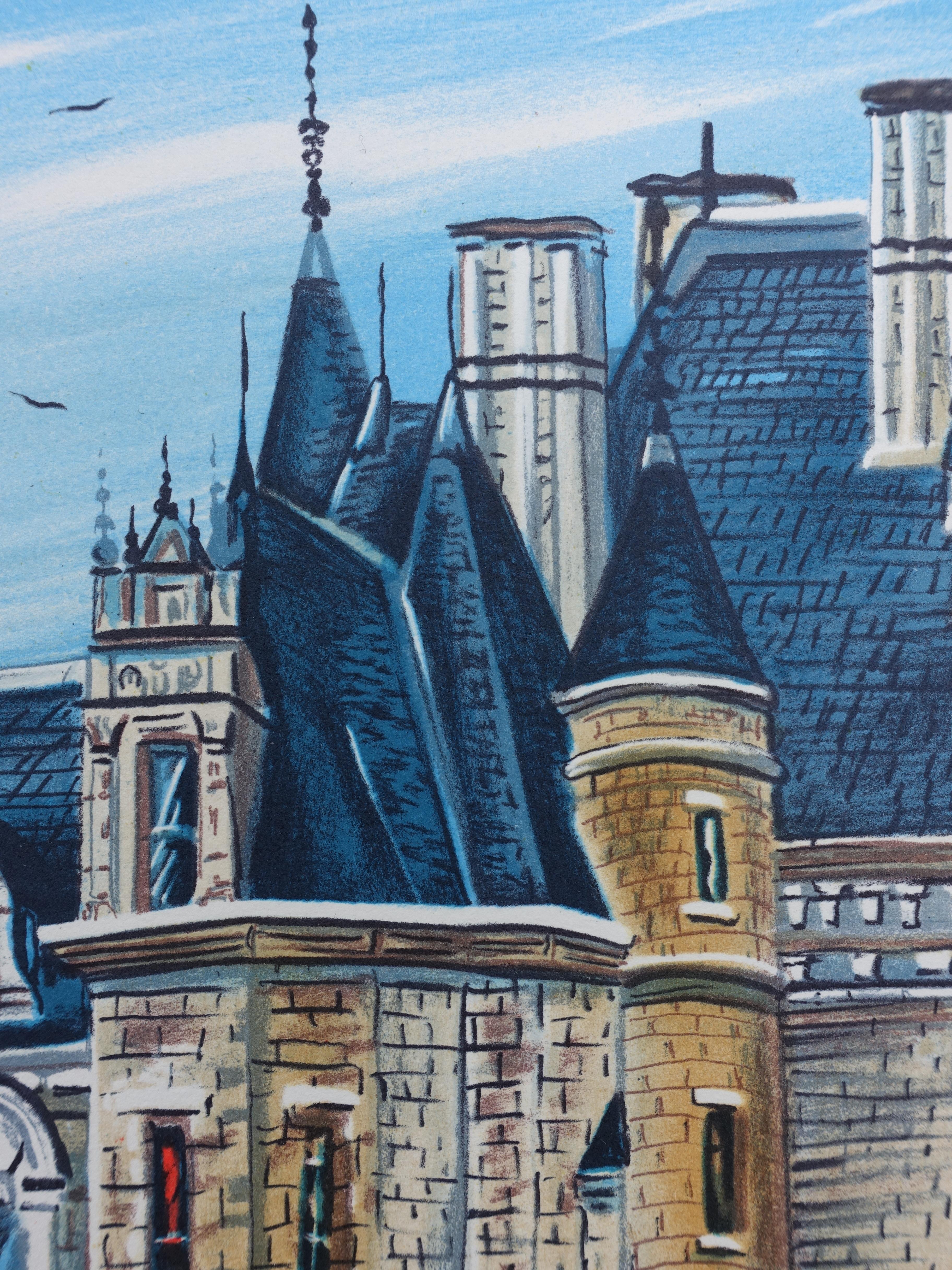 FRENCH CASTLE : Chenonceau - Original Lithograph, HANDSIGNED & Ltd /250 For Sale 5