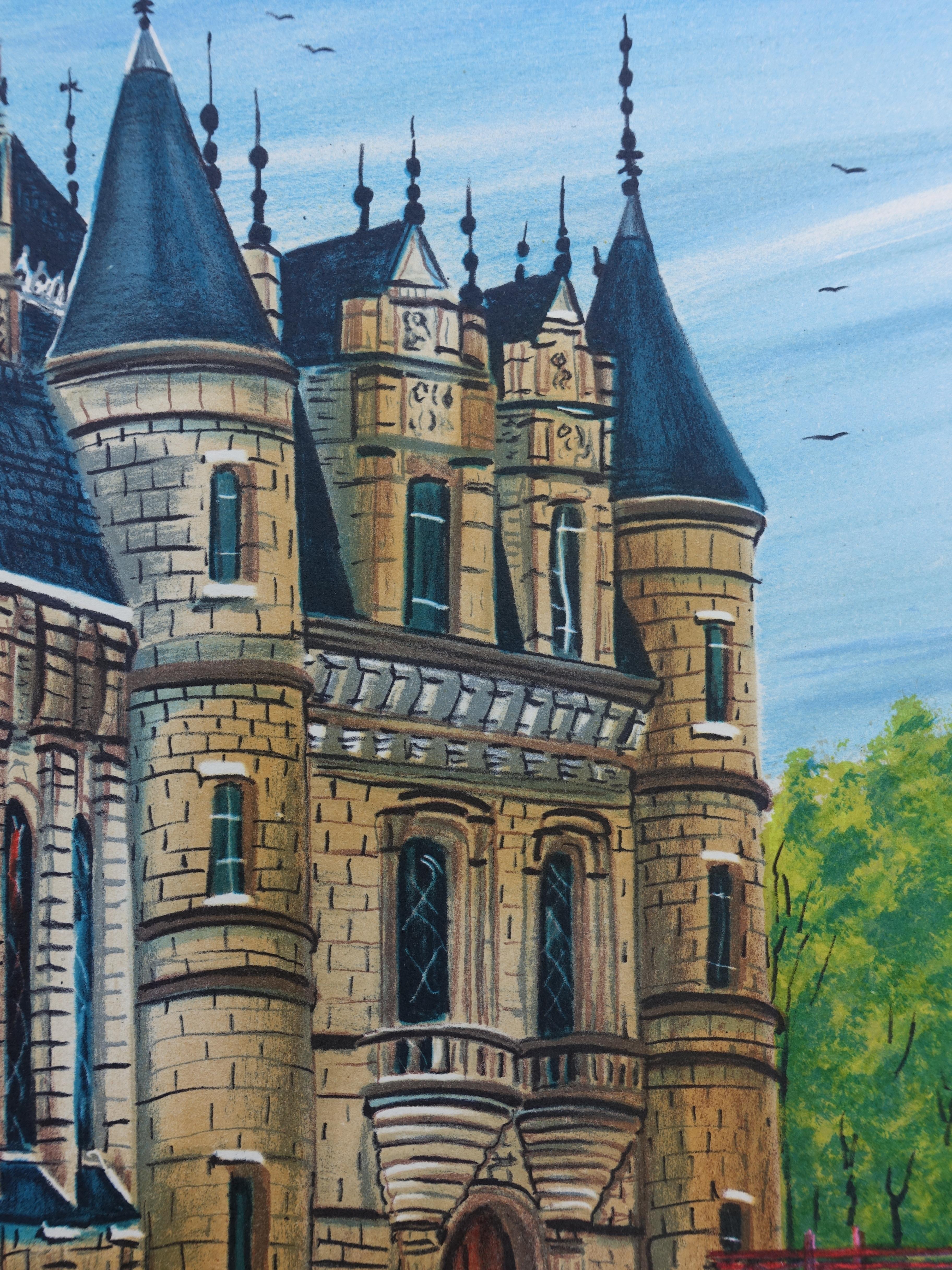 FRENCH CASTLE : Chenonceau - Original Lithograph, HANDSIGNED & Ltd /250 For Sale 6