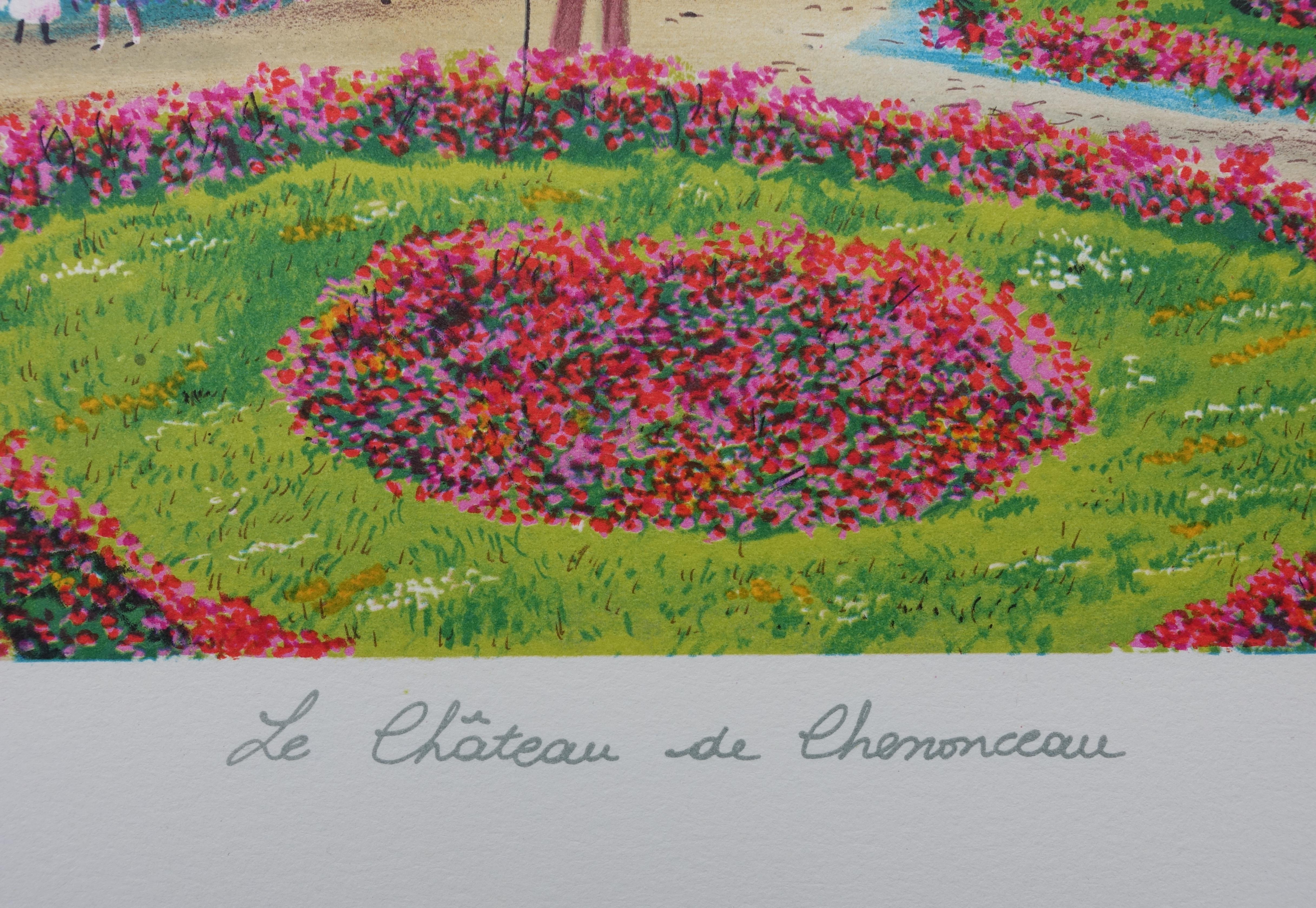 FRENCH CASTLE : Chenonceau - Original Lithograph, HANDSIGNED & Ltd /250 - Modern Print by Dan GANDRE
