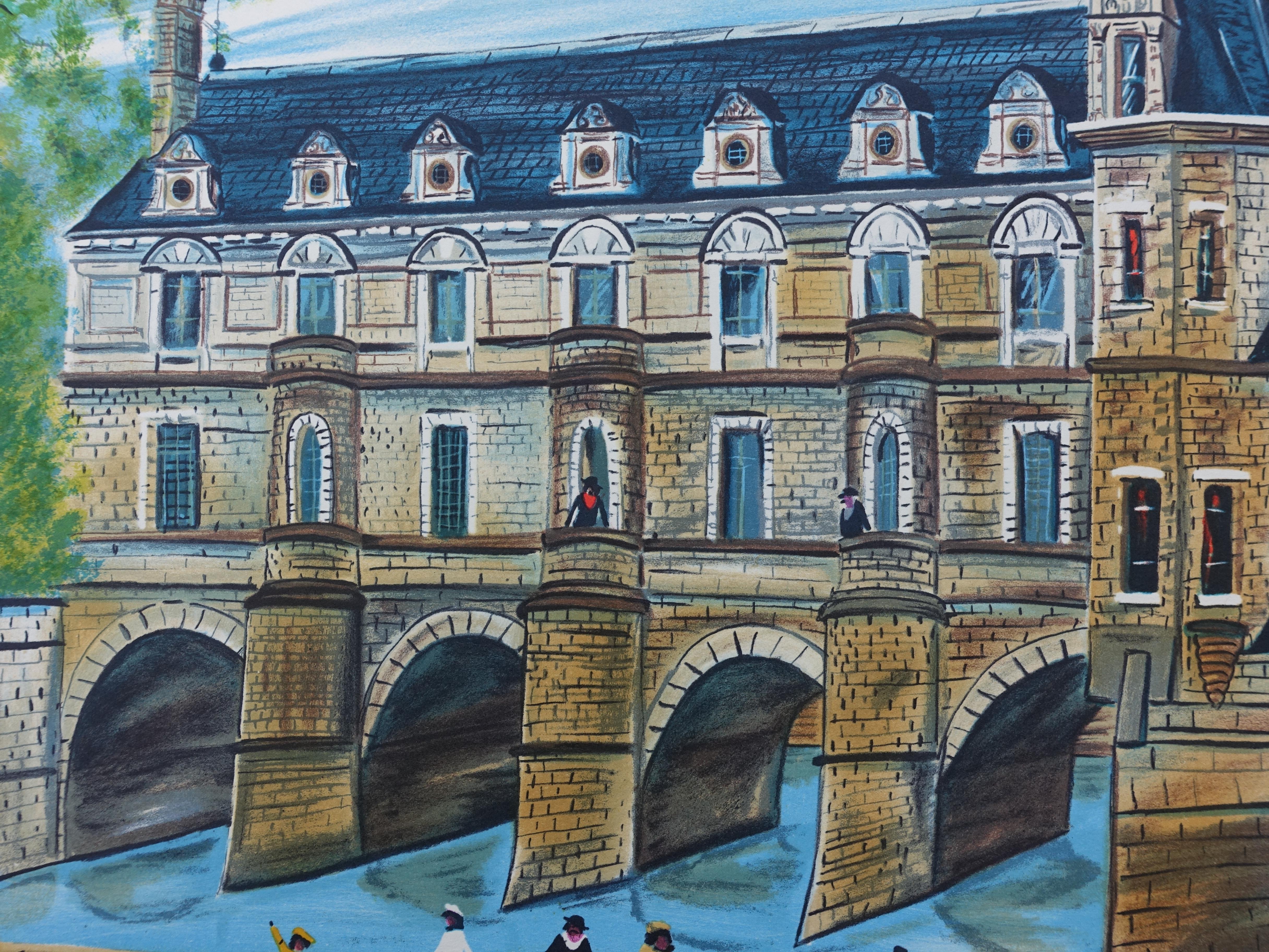 FRENCH CASTLE : Chenonceau - Original Lithograph, HANDSIGNED & Ltd /250 For Sale 3