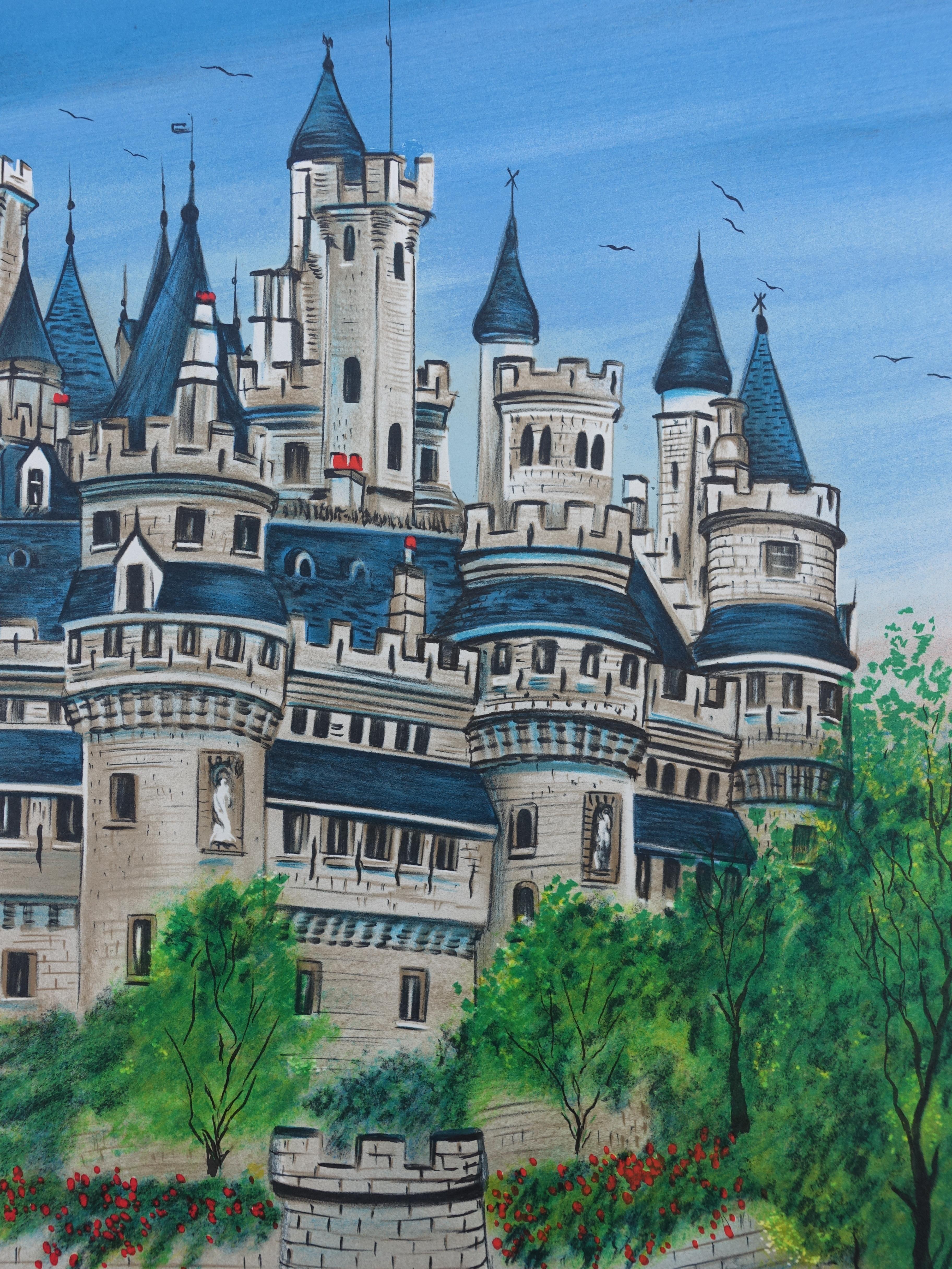 FRENCH CASTLE : Pierrefonds Castle - Original Lithograph, HANDSIGNED & Ltd /250 For Sale 2