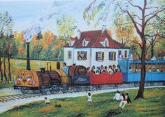 PARIS : Train pour St Germain - Lithographie originale, SIGNÉE DE LA MAIN & Ltd /225