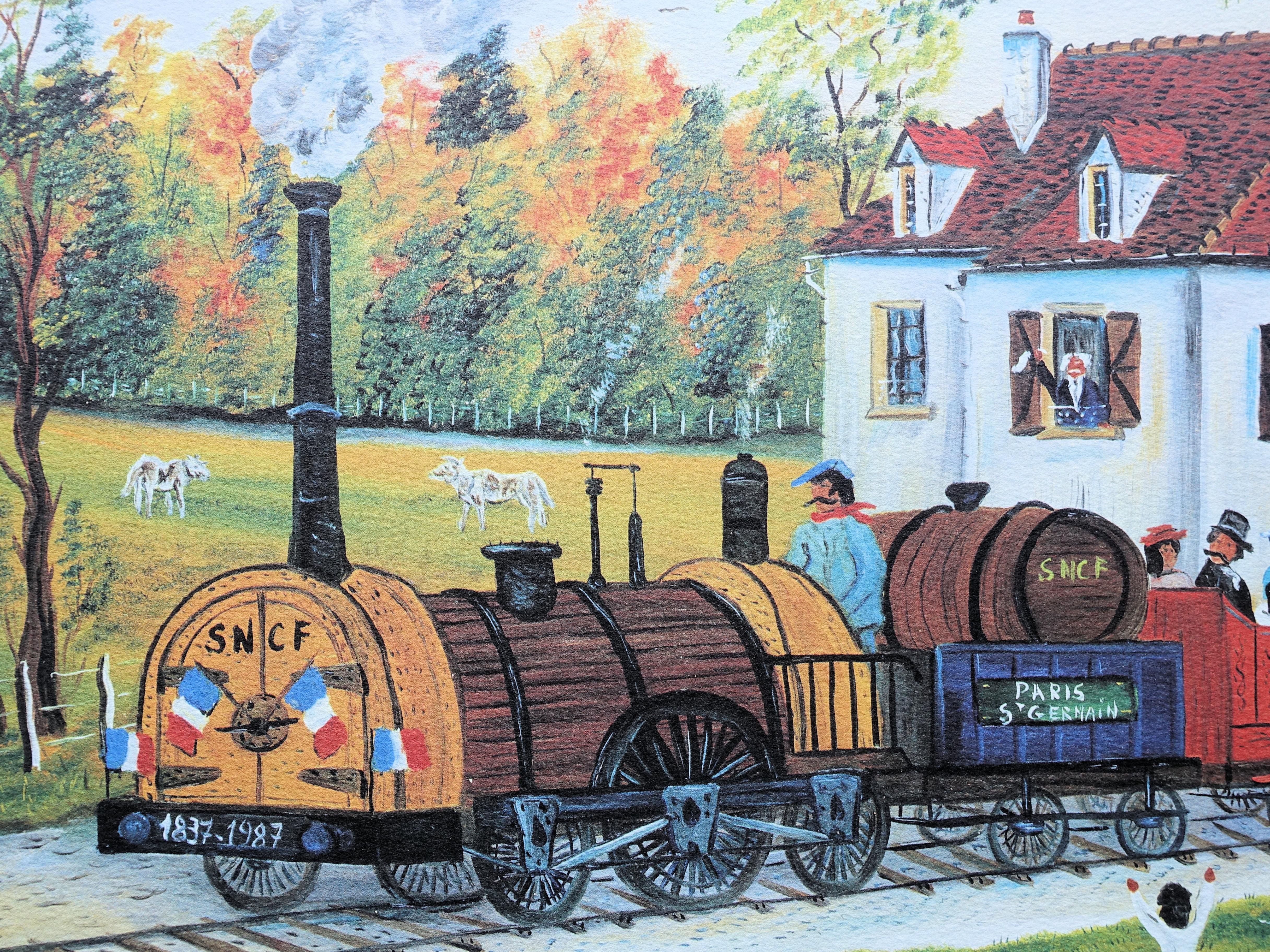 Dan GANDRE (1936-)
PARIS : Little Train to St Germain, 1982

Original Lithograph
Handsigned in pencil
Numbered / 225  (the number you can see can be different)
On Vellum 56 x 76 cm (c. 22 x 30 in)

Excellent condition