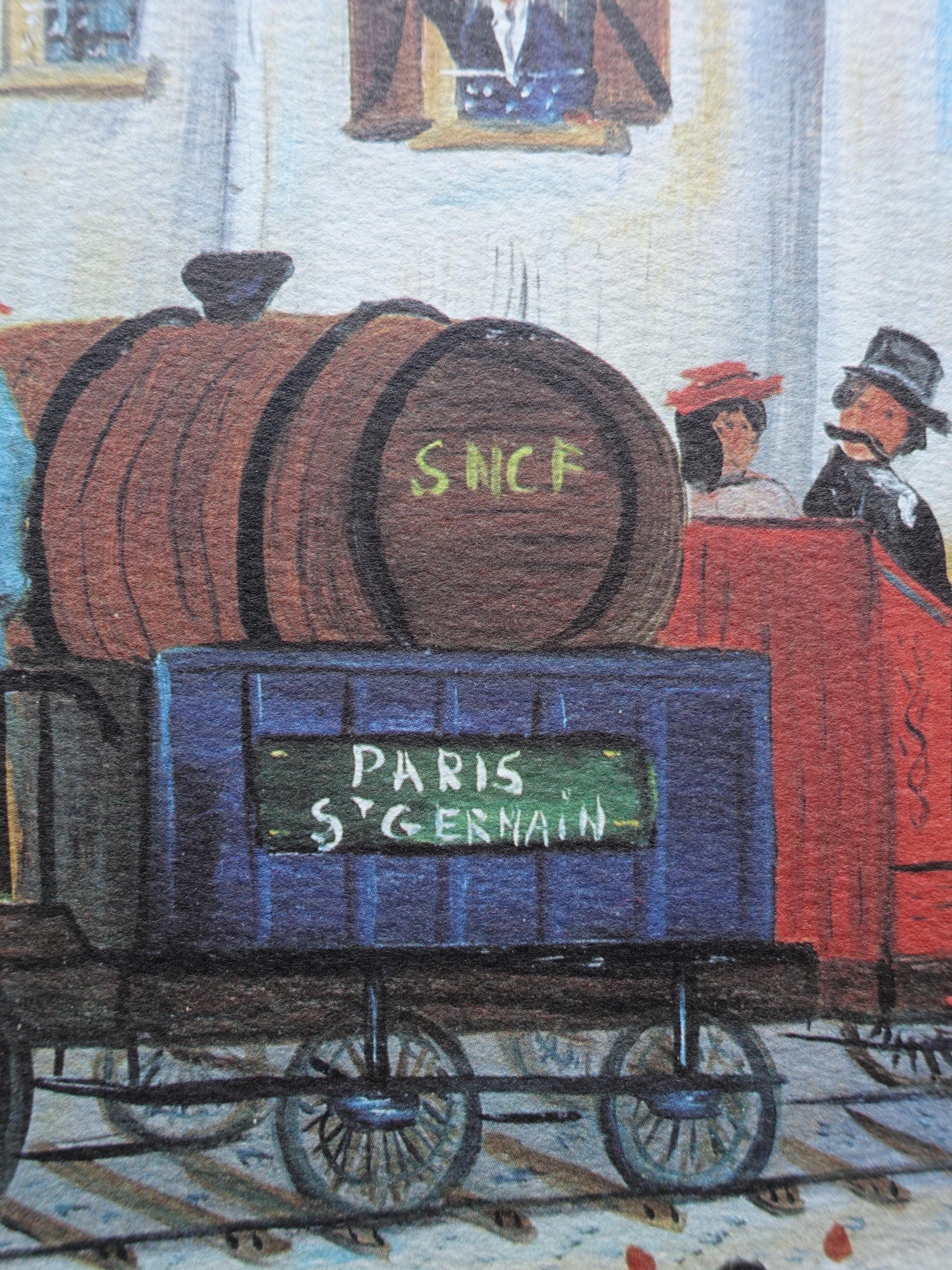 PARIS : Train to St Germain - Original Lithograph, HANDSIGNED & Ltd /225 For Sale 2