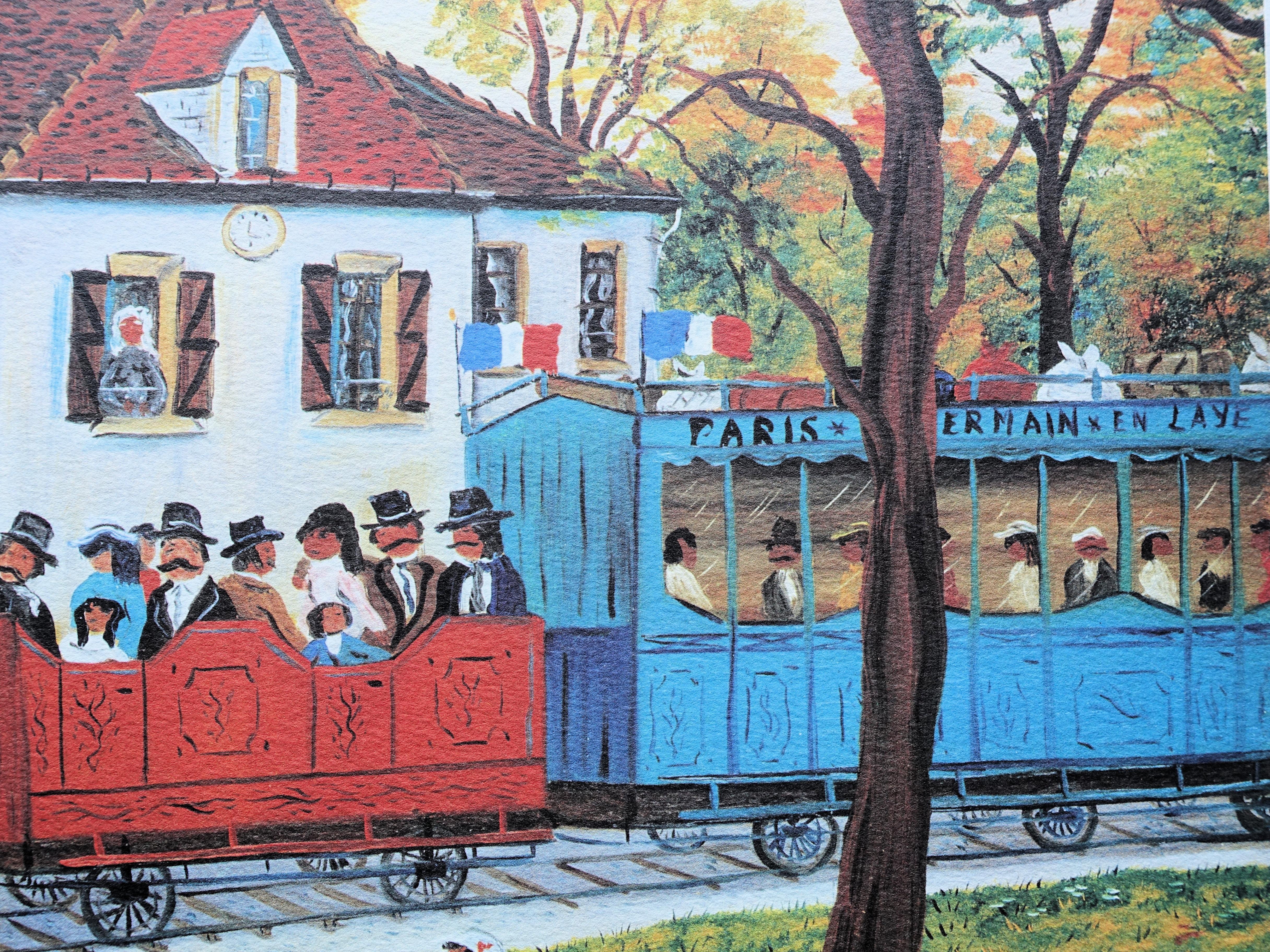 PARIS : Train to St Germain - Original Lithograph, HANDSIGNED & Ltd /225 For Sale 3