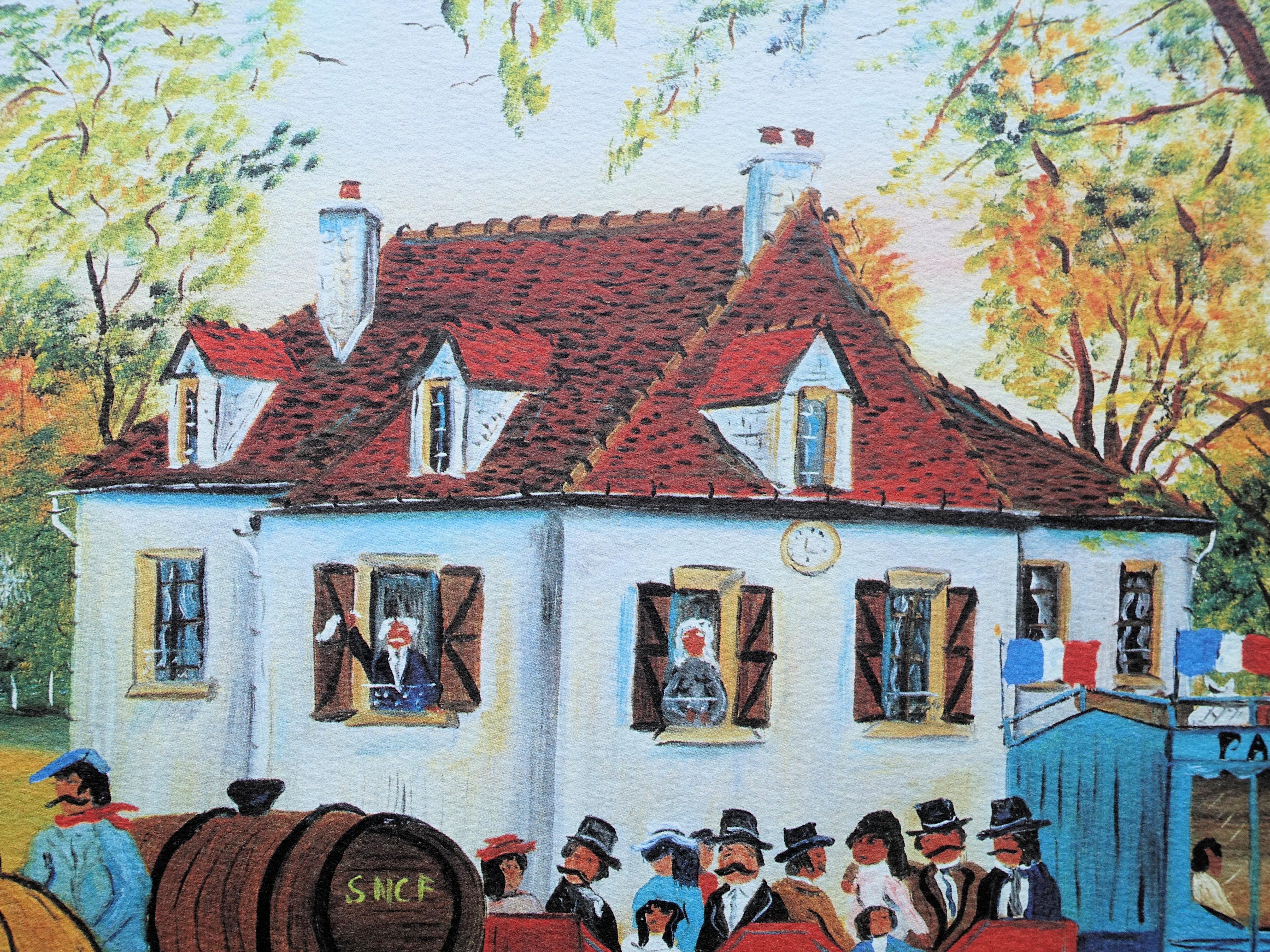 PARIS : Train to St Germain - Original Lithograph, HANDSIGNED & Ltd /225 For Sale 4